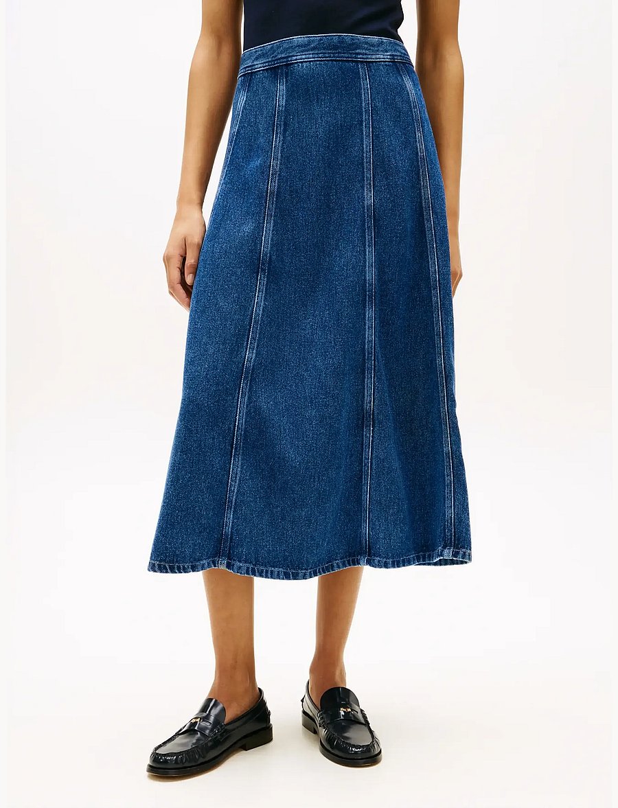Tommy Hilfiger - DNM RAY FLARED MIDI SKIRT HW - jeansröcke - ray - 0
