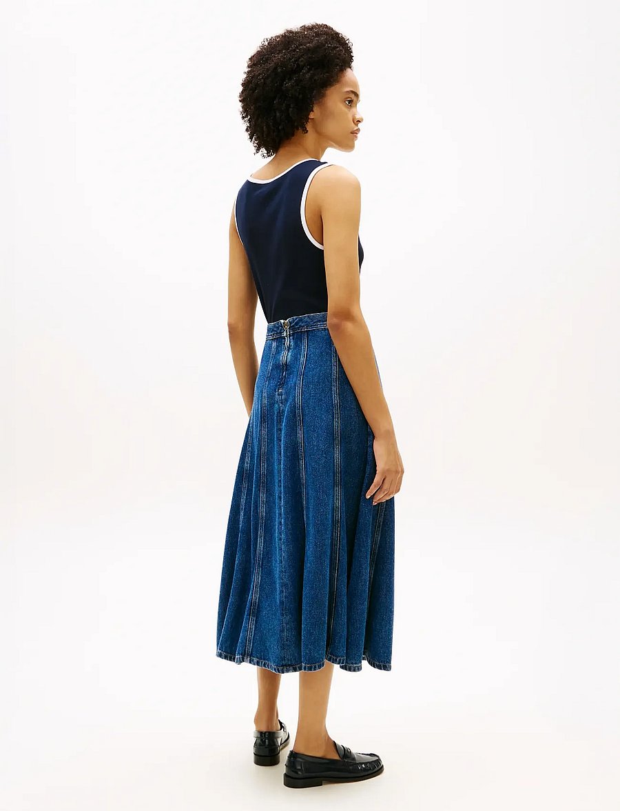 Tommy Hilfiger - DNM RAY FLARED MIDI SKIRT HW - jeansröcke - ray - 2
