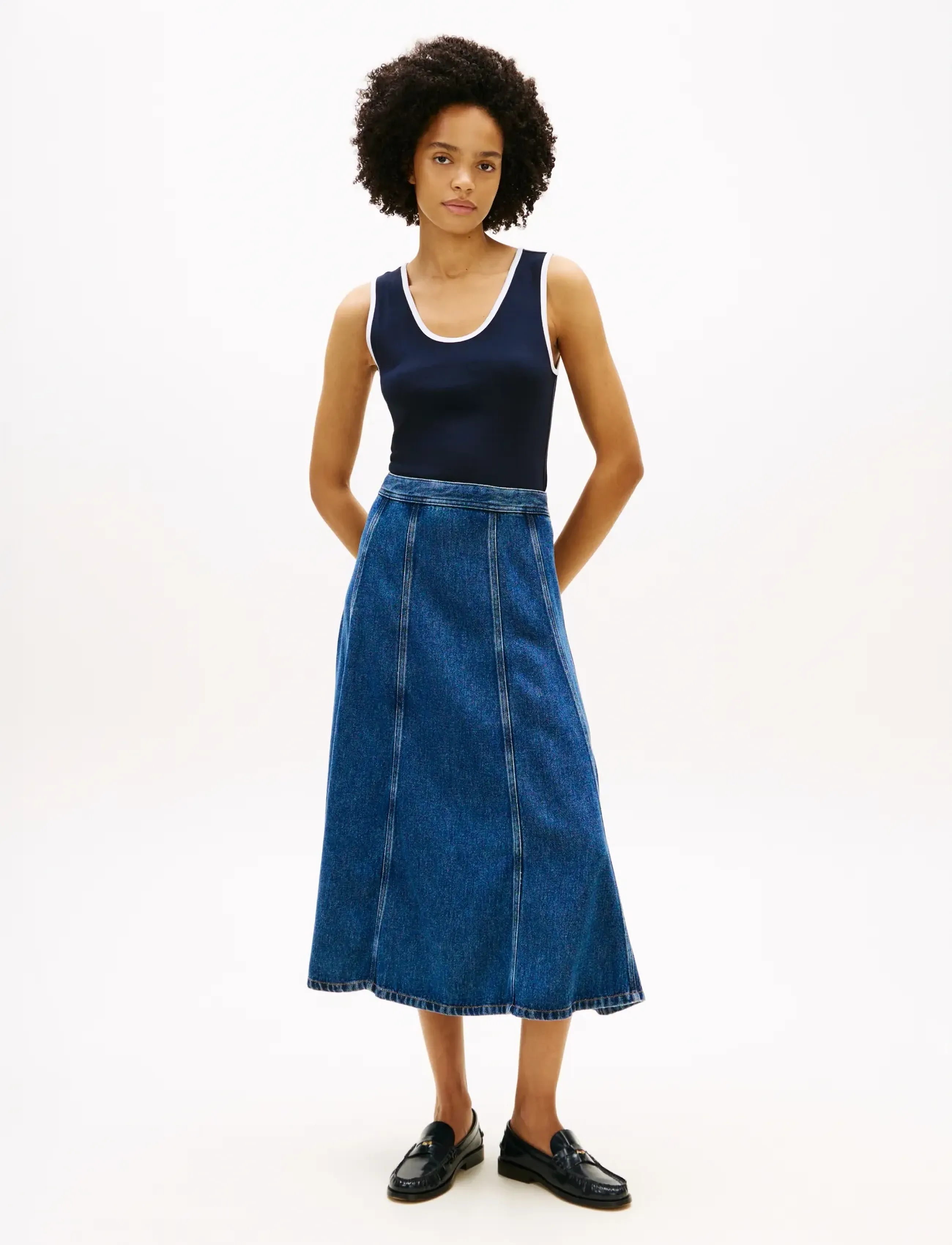 Tommy Hilfiger - DNM RAY FLARED MIDI SKIRT HW - jeansröcke - ray - 3