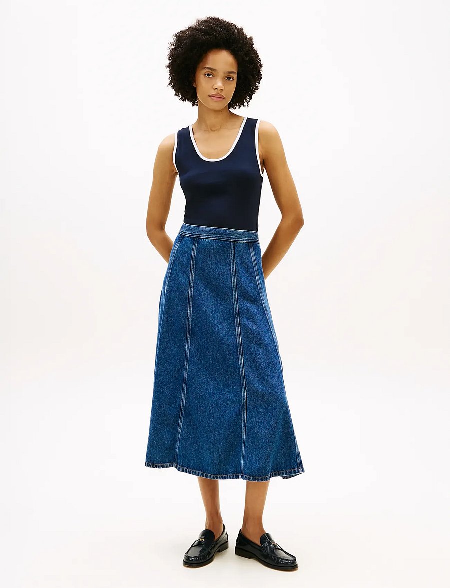 Tommy Hilfiger - DNM RAY FLARED MIDI SKIRT HW - jeansröcke - ray - 3