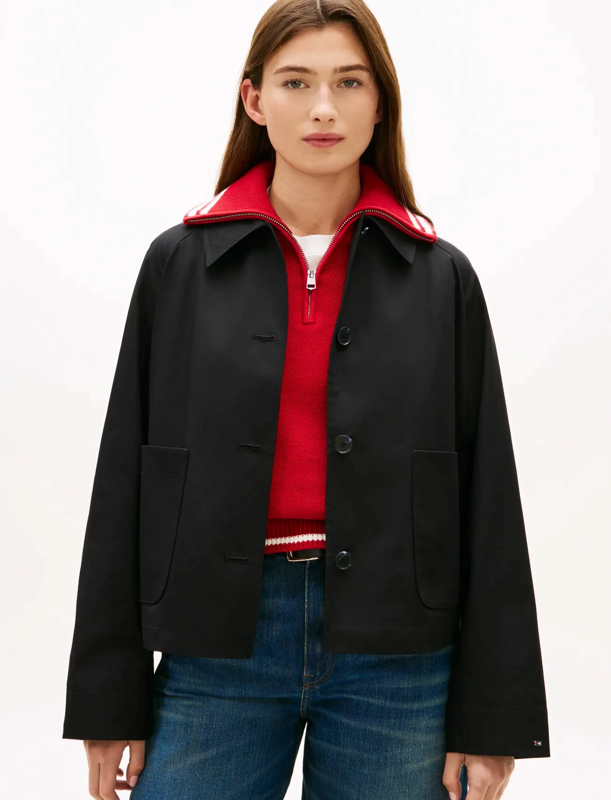 Tommy Hilfiger Cotton Short Jacket, Kvinder, Kort Jakke, Sort, Str: XS
