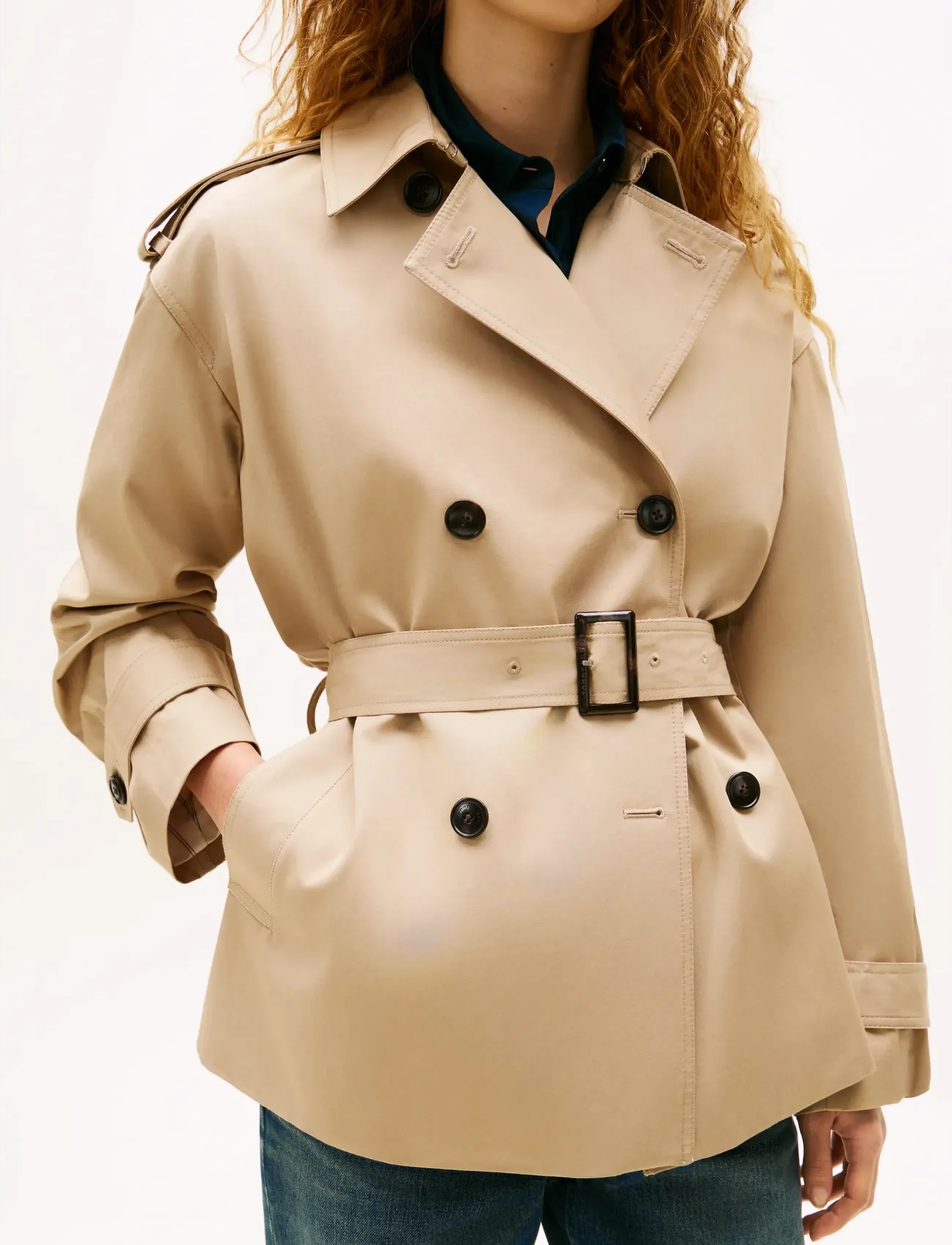 Tommy Hilfiger - COTTON SHORT TRENCH - tunna kappor - beige - 4