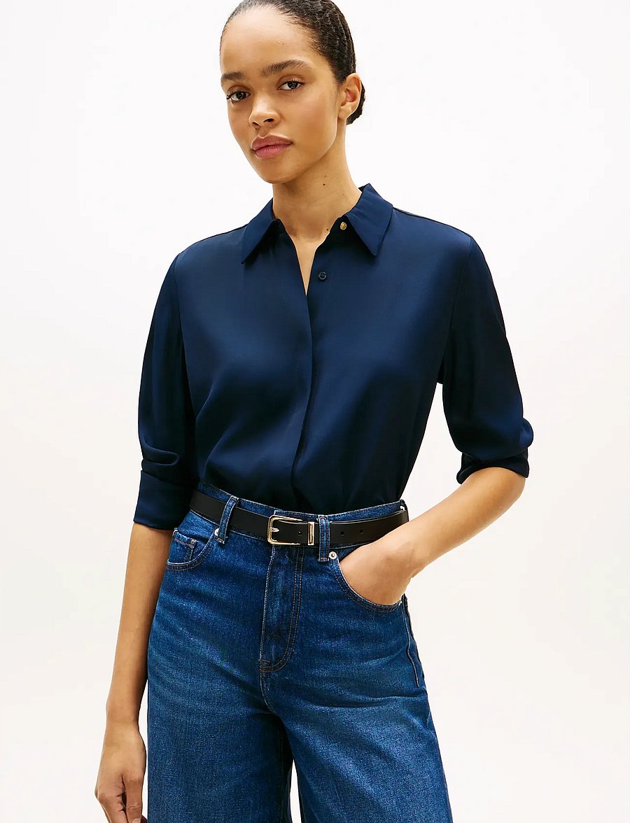 Tommy Hilfiger - VIS TWILL BUTTON UP SHIRT - long-sleeved shirts - dark night navy - 0