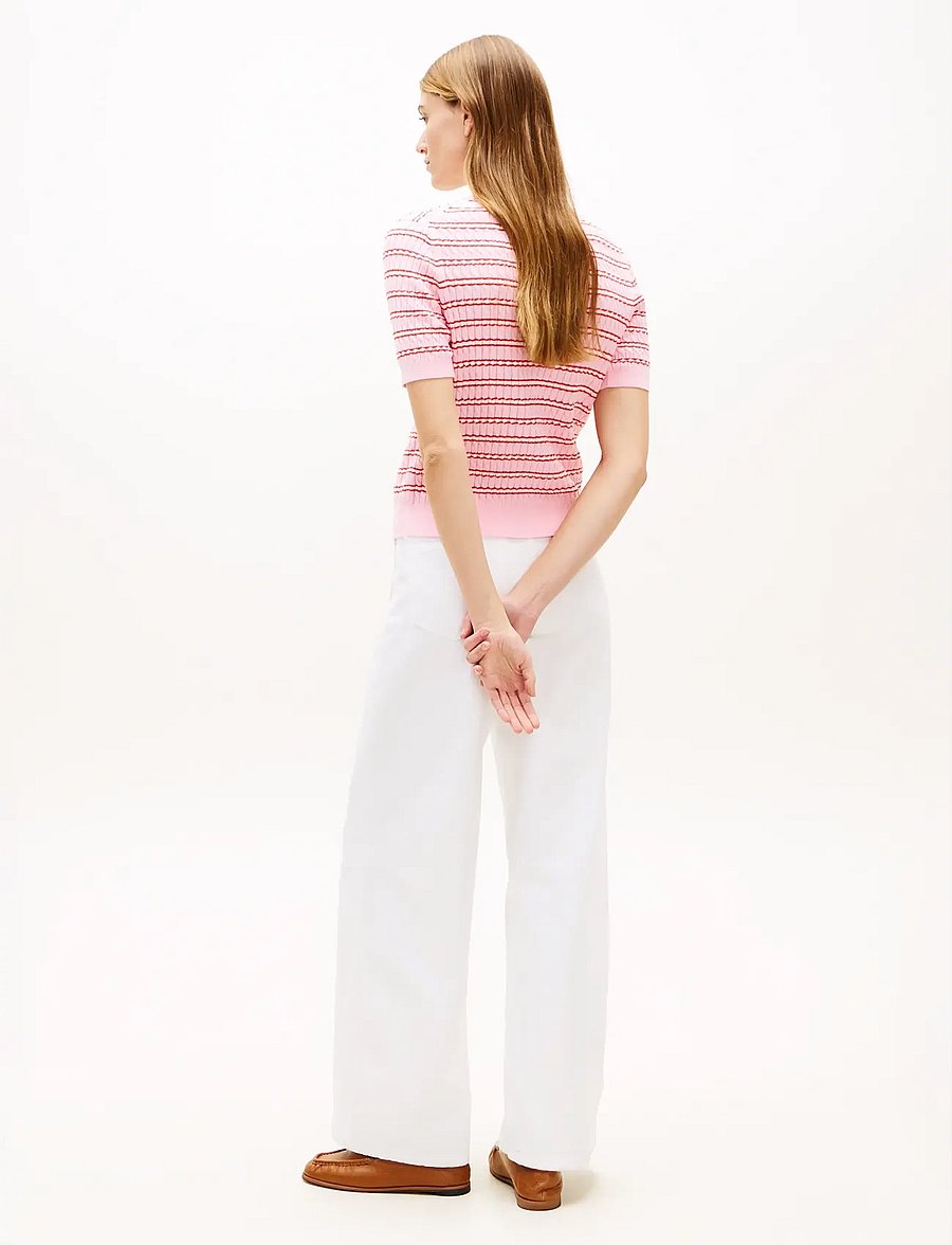 Tommy Hilfiger - CO CABLE FINE GG SS HENLEY - kampsunid - preppy stp classic pink fireworks - 2