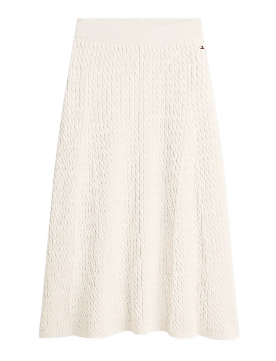 Tommy Hilfiger - CO CABLE FINE GG F&F SKIRT - kootud seelikud - heather ivory petal - 1