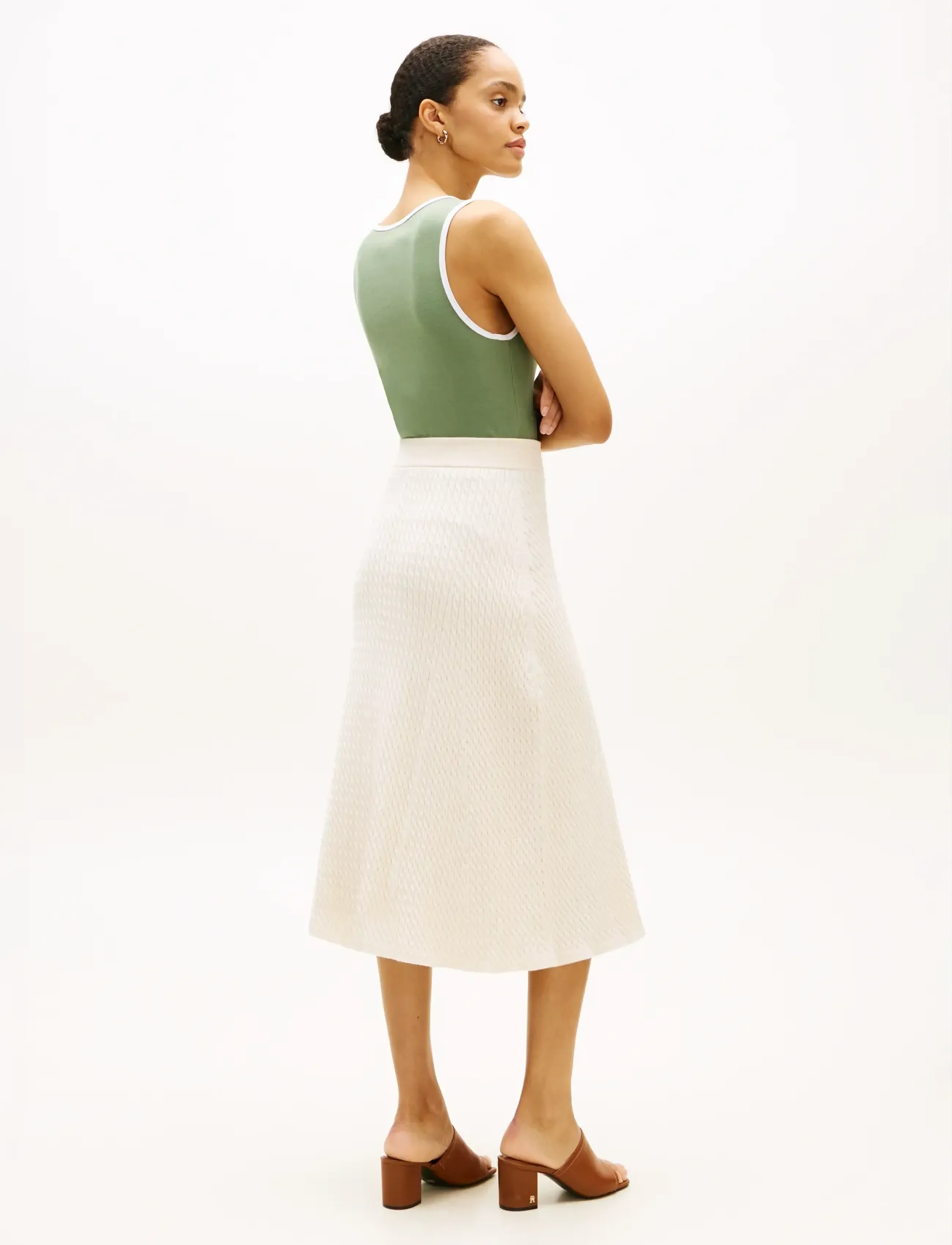 Tommy Hilfiger - CO CABLE FINE GG F&F SKIRT - strickröcke - heather ivory petal - 2
