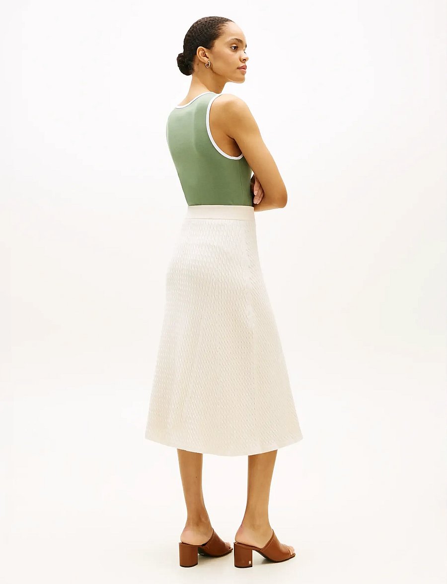 Tommy Hilfiger - CO CABLE FINE GG F&F SKIRT - kootud seelikud - heather ivory petal - 2