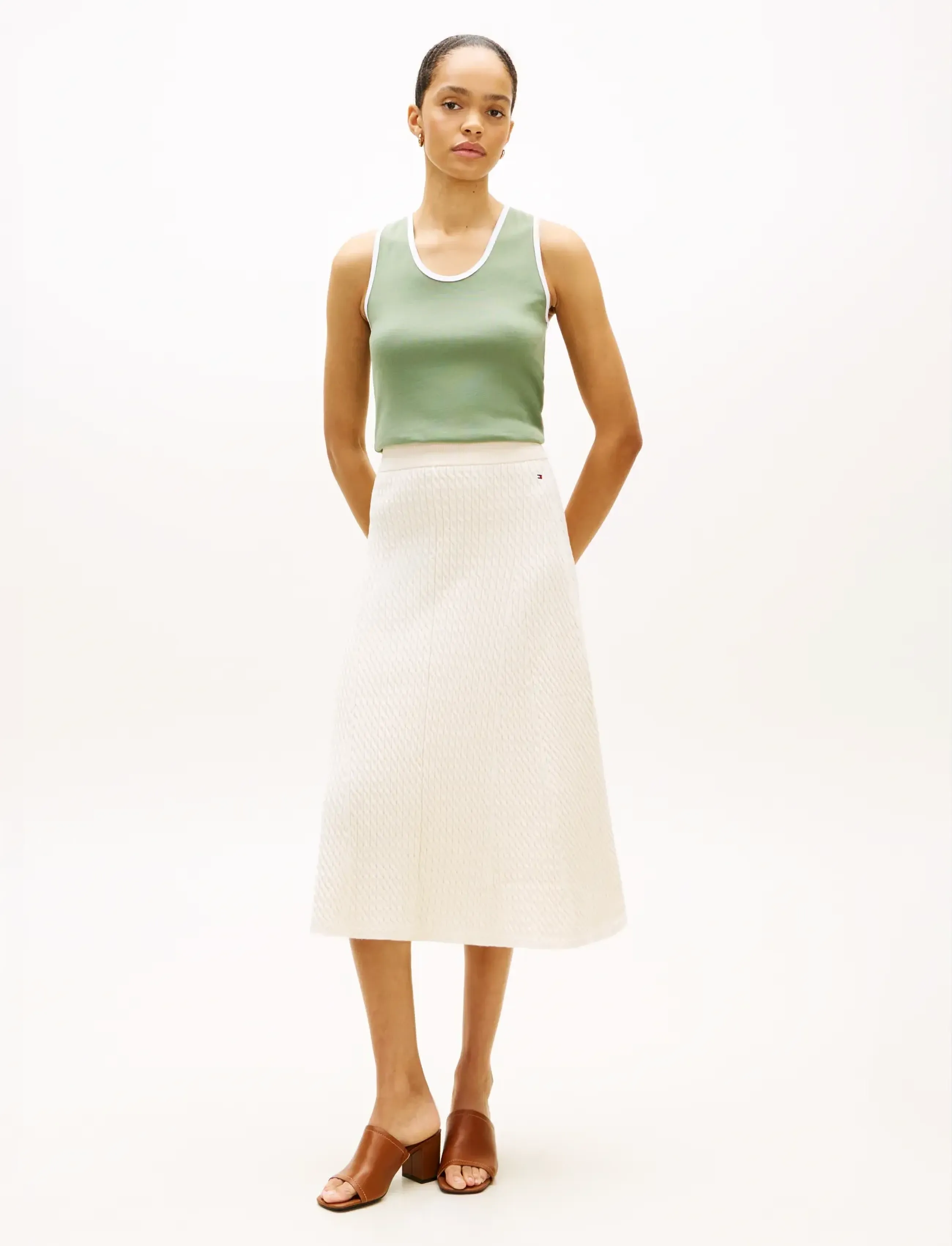 Tommy Hilfiger - CO CABLE FINE GG F&F SKIRT - strickröcke - heather ivory petal - 3