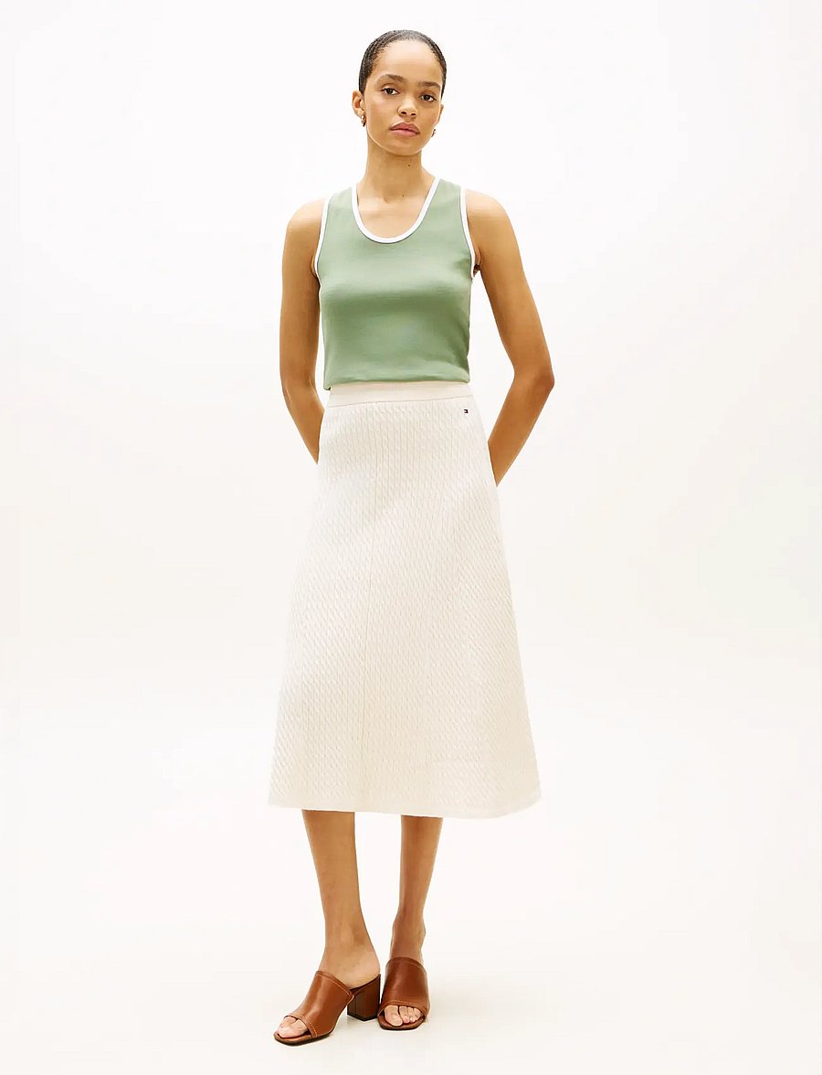 Tommy Hilfiger - CO CABLE FINE GG F&F SKIRT - kootud seelikud - heather ivory petal - 3