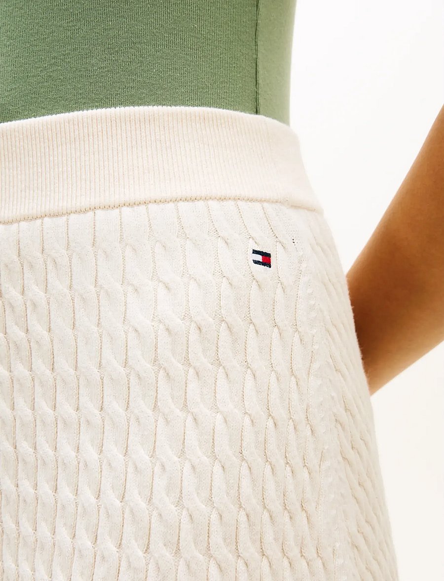Tommy Hilfiger - CO CABLE FINE GG F&F SKIRT - kootud seelikud - heather ivory petal - 4