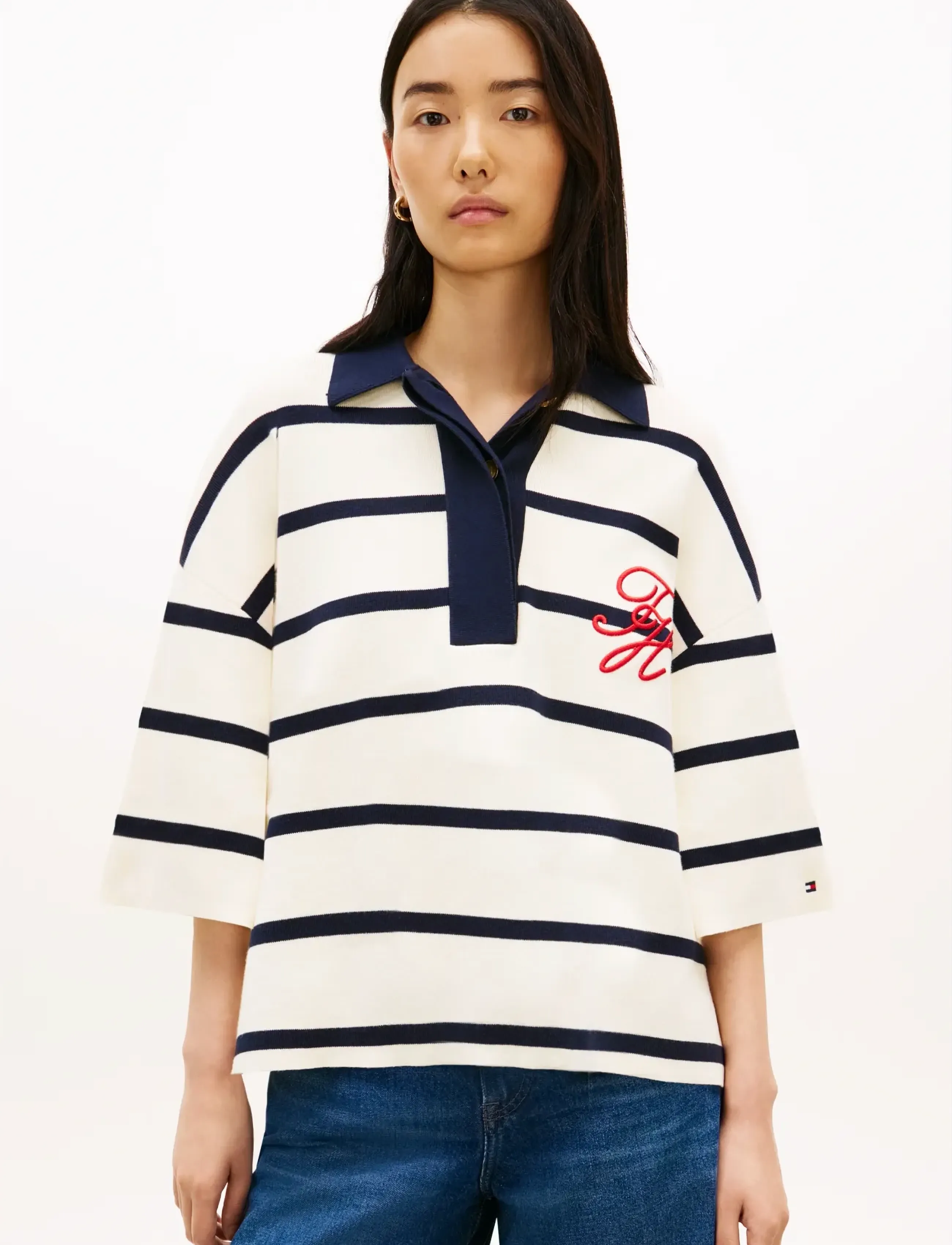 Tommy Hilfiger CO FULL NEEDLE RLX POLO SWT - T-Shirts & Tops - BIG STP CALICO DARK N NAVY / navy