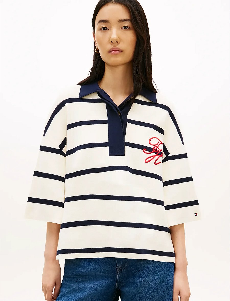 Tommy Hilfiger - CO FULL NEEDLE RLX POLO SWT - polo shirts - big stp calico dark n navy - 0