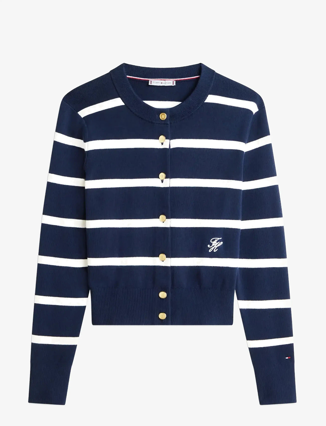 Tommy Hilfiger - CO FULL NEEDLE C-NK CARDI - kardiganid - big stp dark night   ivory petal - 1