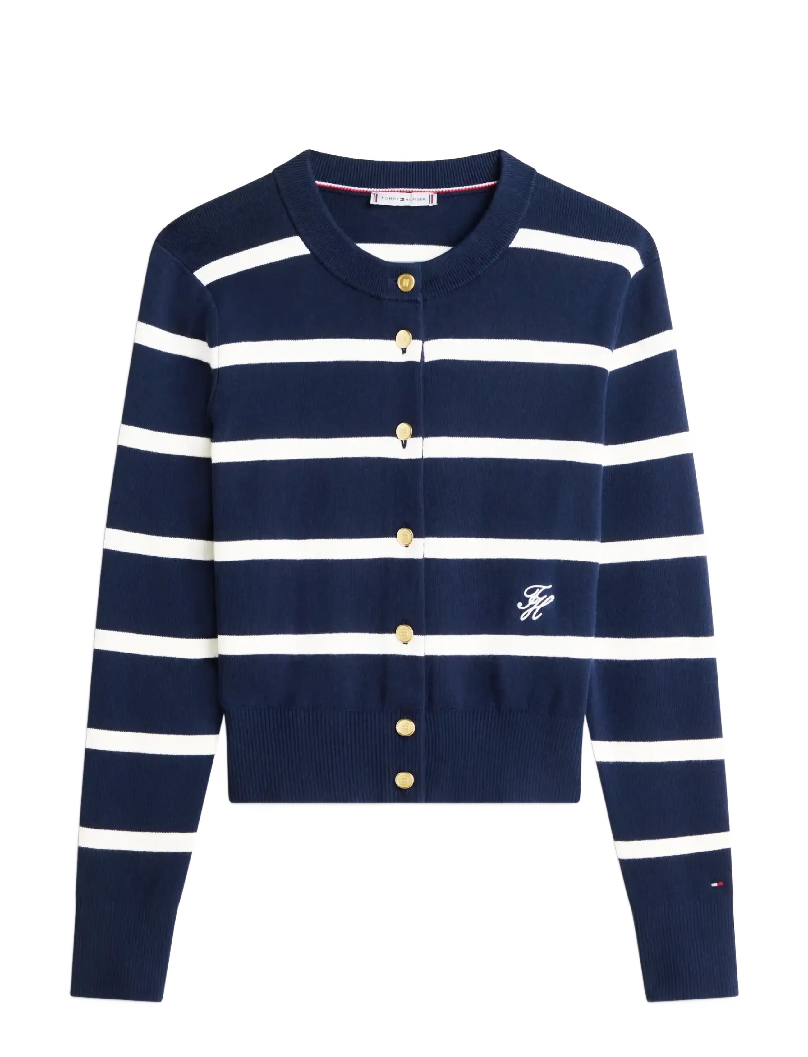 Tommy Hilfiger CO FULL NEEDLE C-NK CARDI - Tøj - BIG STP DARK NIGHT   IVORY PETAL / navy