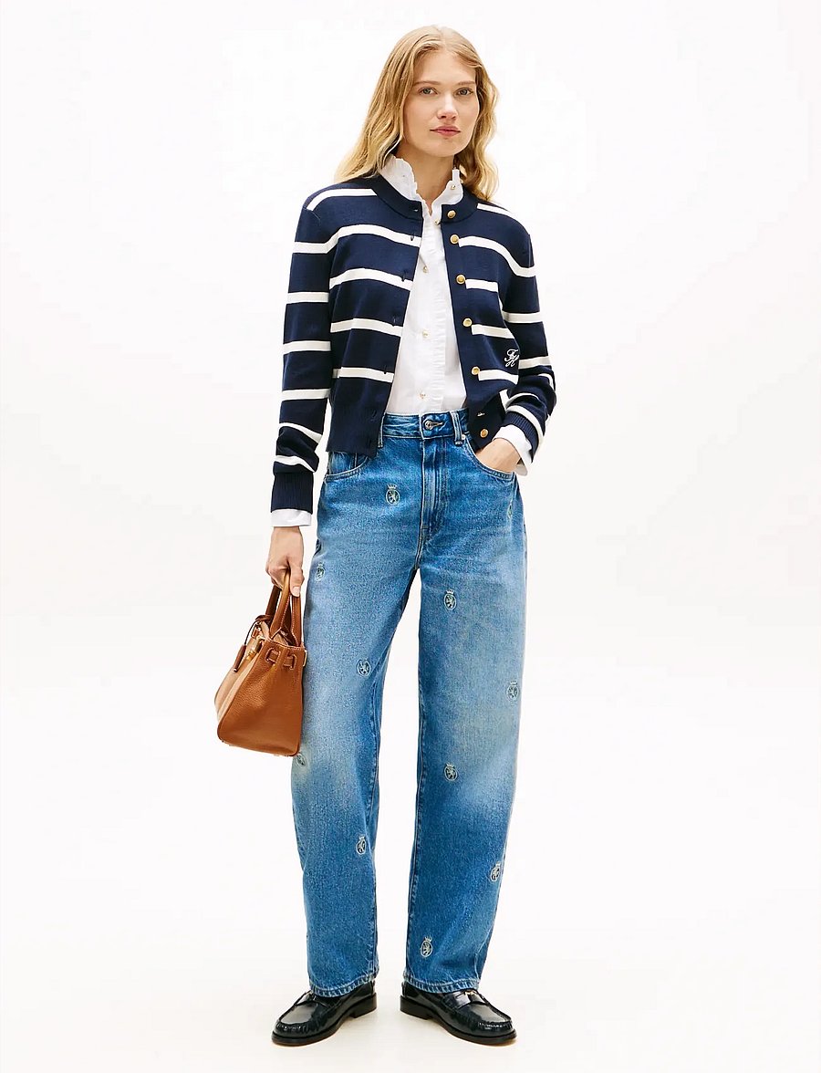 Tommy Hilfiger - CO FULL NEEDLE C-NK CARDI - cardigans - big stp dark night ivory petal - 3