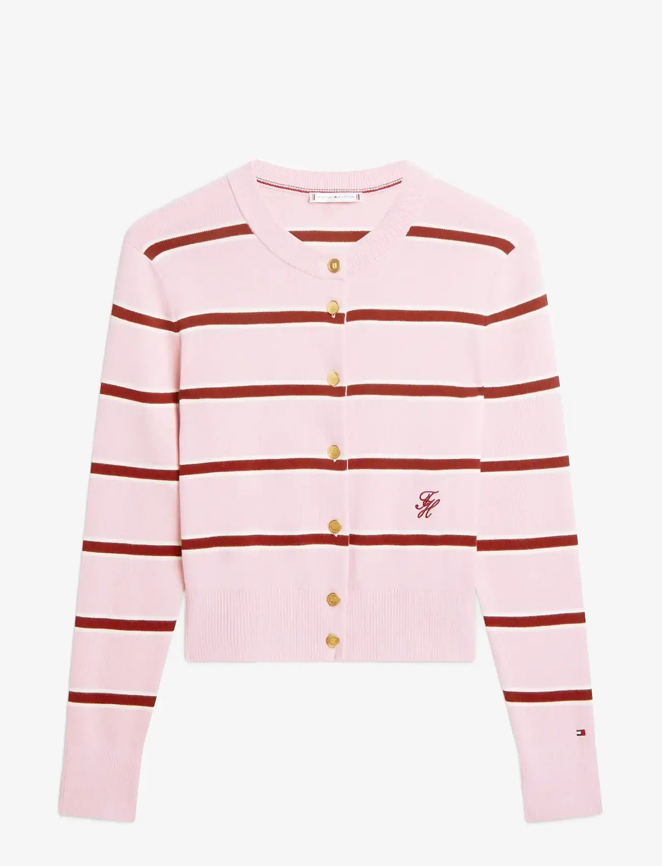 Tommy Hilfiger - CO FULL NEEDLE C-NK CARDI - kardiganid - pink ivory liberty red stp - 1