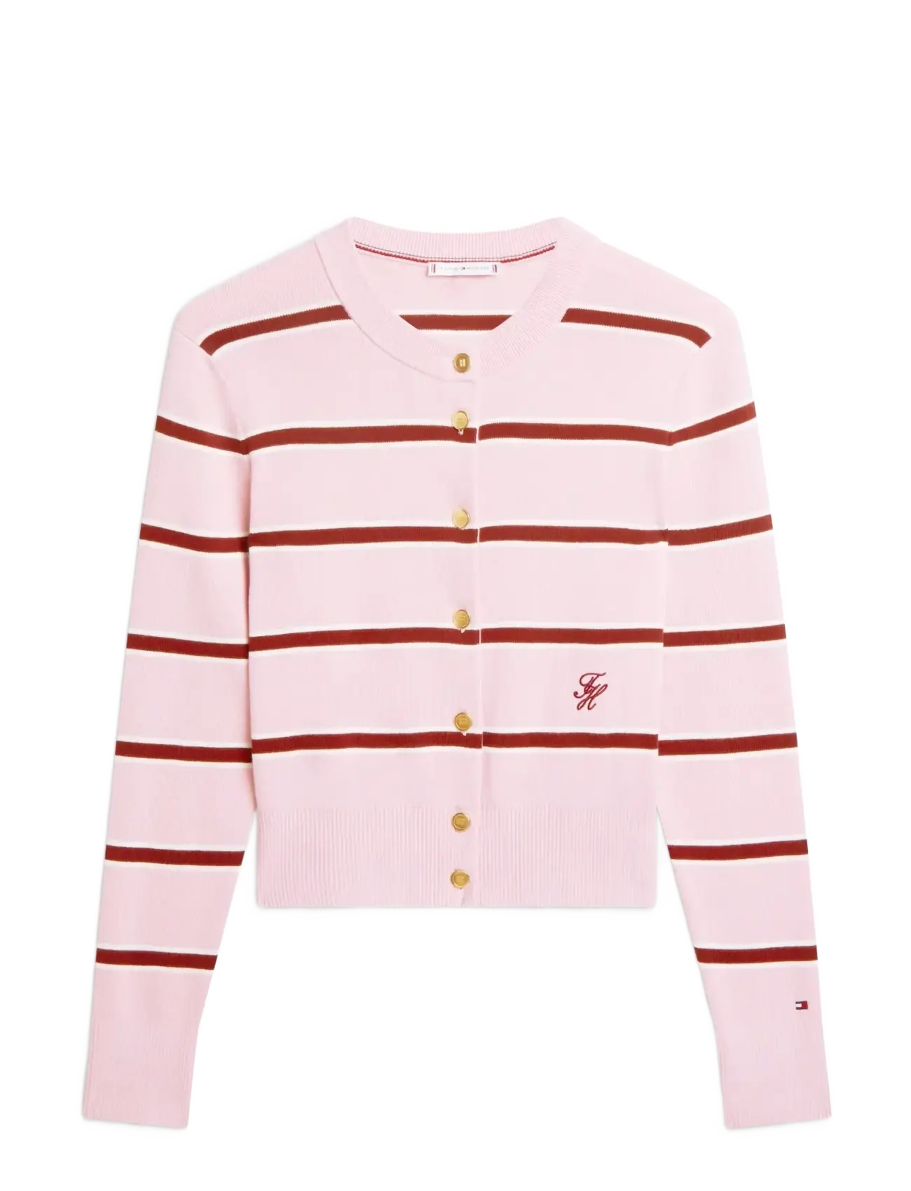 Tommy Hilfiger CO FULL NEEDLE C-NK CARDI - Tommy Hilfiger - PINK IVORY LIBERTY RED STP / pink/rose