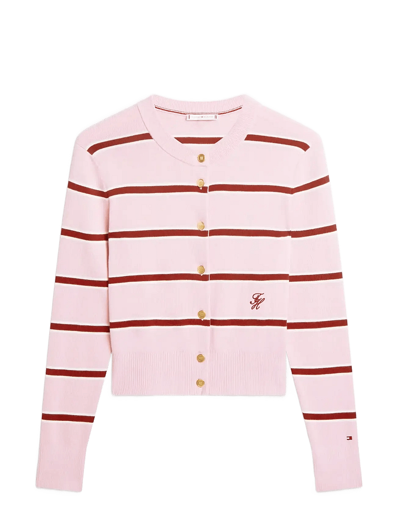 Tommy Hilfiger - CO FULL NEEDLE C-NK CARDI - kardiganid - pink ivory liberty red stp - 1