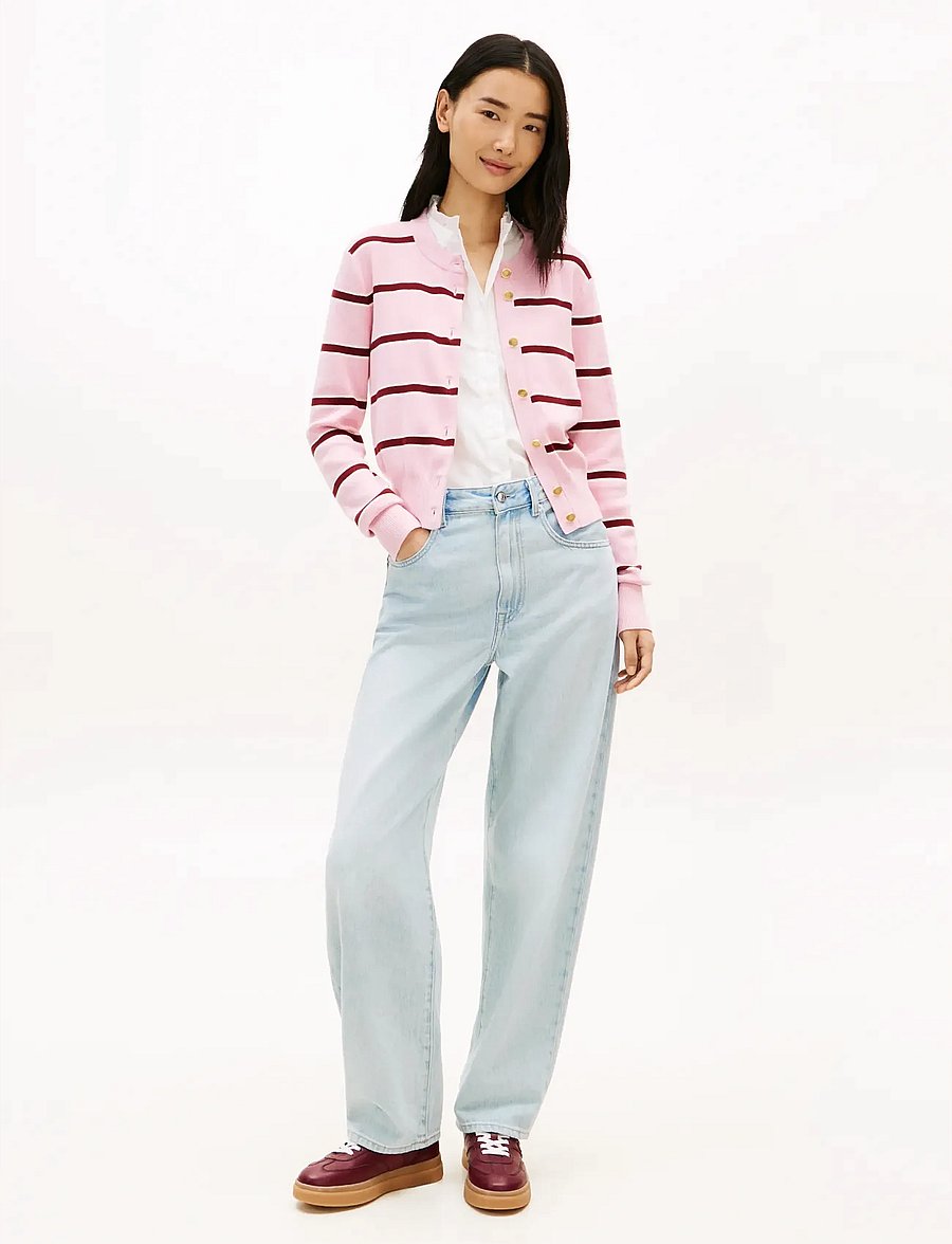 Tommy Hilfiger - CO FULL NEEDLE C-NK CARDI - strickjacken - pink ivory liberty red stp - 3