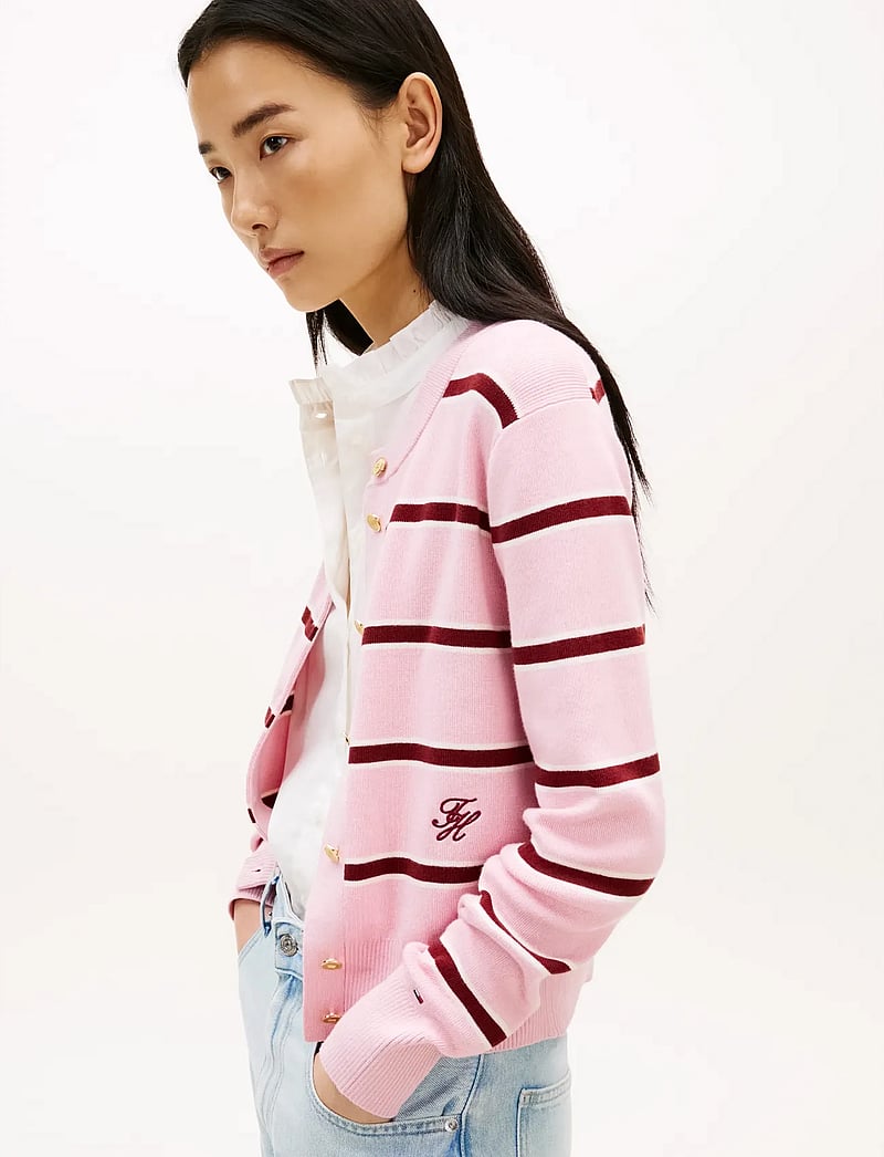 Tommy Hilfiger - CO FULL NEEDLE C-NK CARDI - kardiganid - pink ivory liberty red stp - 4