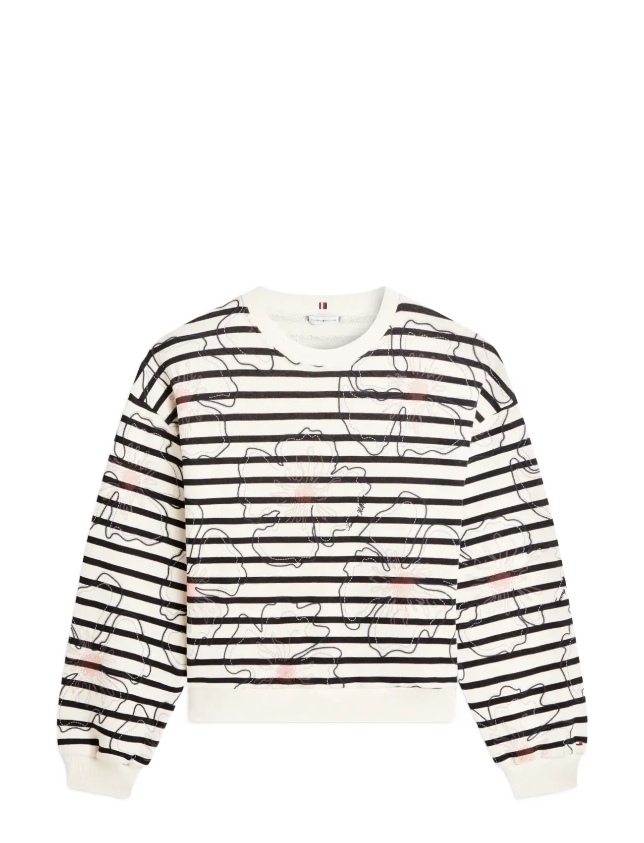 Tommy Hilfiger FLOWER GRAPHIC SWEATSHIRT - Sweatshirts - BRETON STP IVORY SILK   NAVY POPPY / black