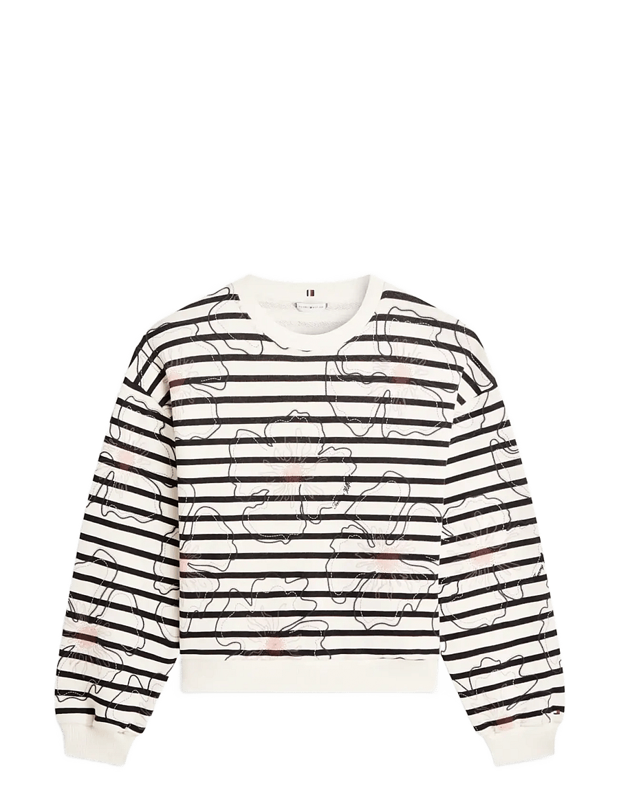Tommy Hilfiger - FLOWER GRAPHIC SWEATSHIRT - vardagsstil - breton stp ivory silk navy poppy - 1