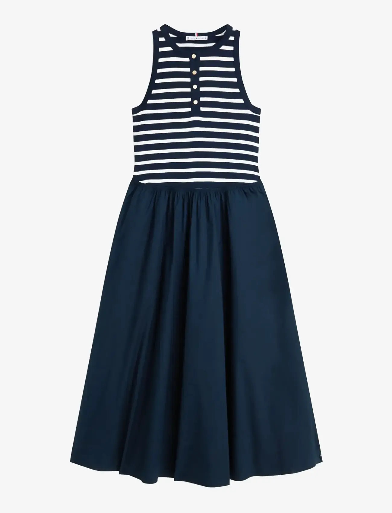 Tommy Hilfiger - GOLD BUTTON POPLIN MIX DRESS - summer dresses - breton stripe dark night   ecru - 1