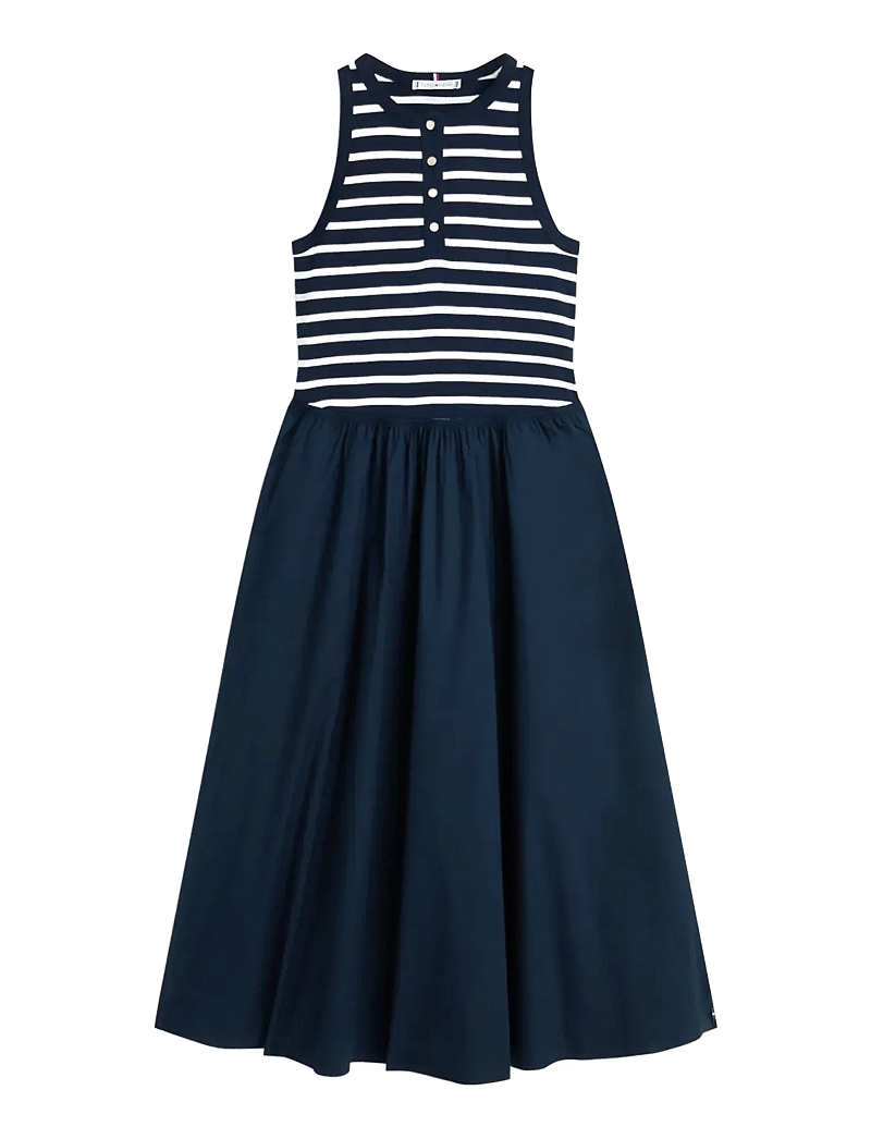 Tommy Hilfiger - GOLD BUTTON POPLIN MIX DRESS - summer dresses - breton stripe dark night ecru - 1