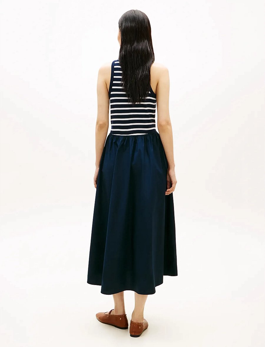 Tommy Hilfiger - GOLD BTN POPLIN MIX TANK DRS - sommerkjoler - breton stripe dark night ecru - 4