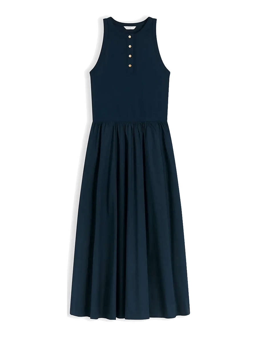 Tommy Hilfiger - GOLD BTN POPLIN MIX TANK DRS - sommerkleider - dark night navy - 1
