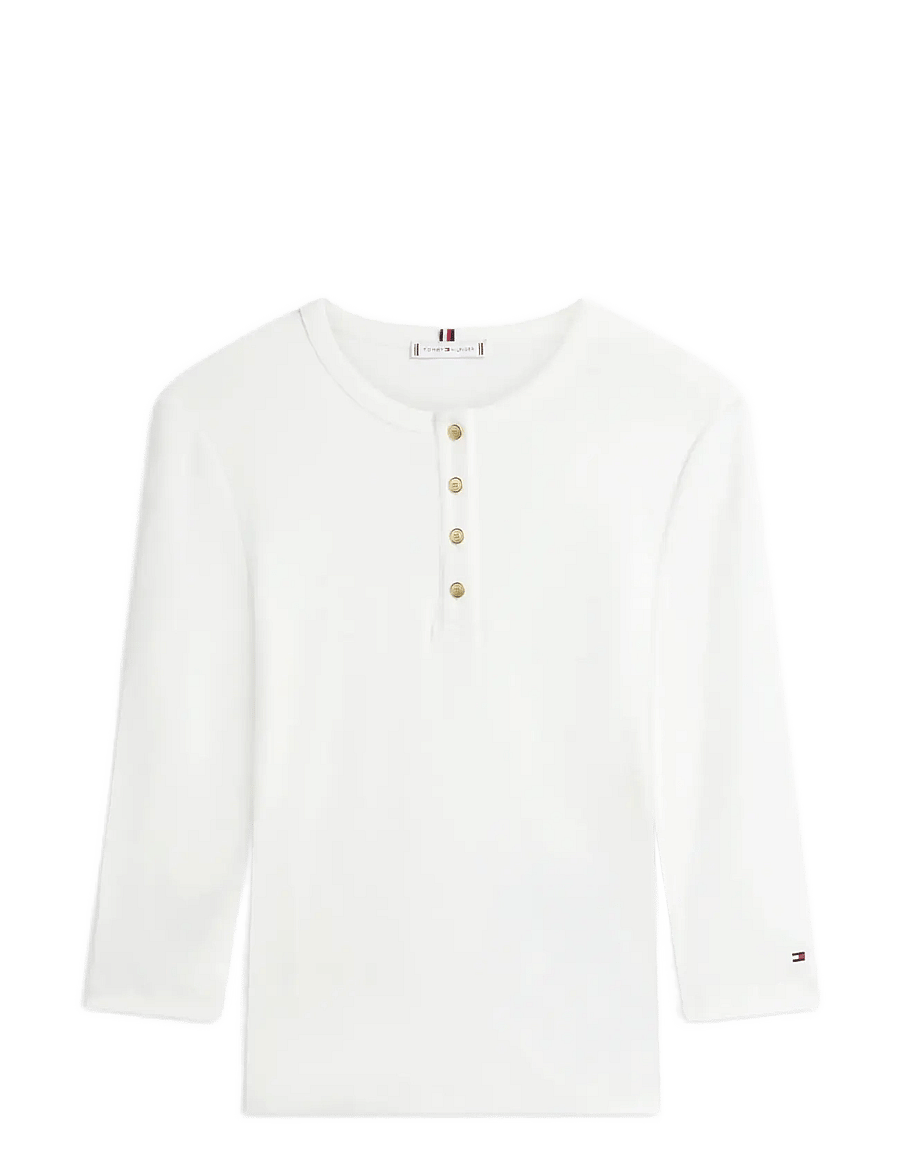 Tommy Hilfiger - GOLD BUTTON SLIM HENLEY 3/4 - long-sleeved tops - ecru - 1