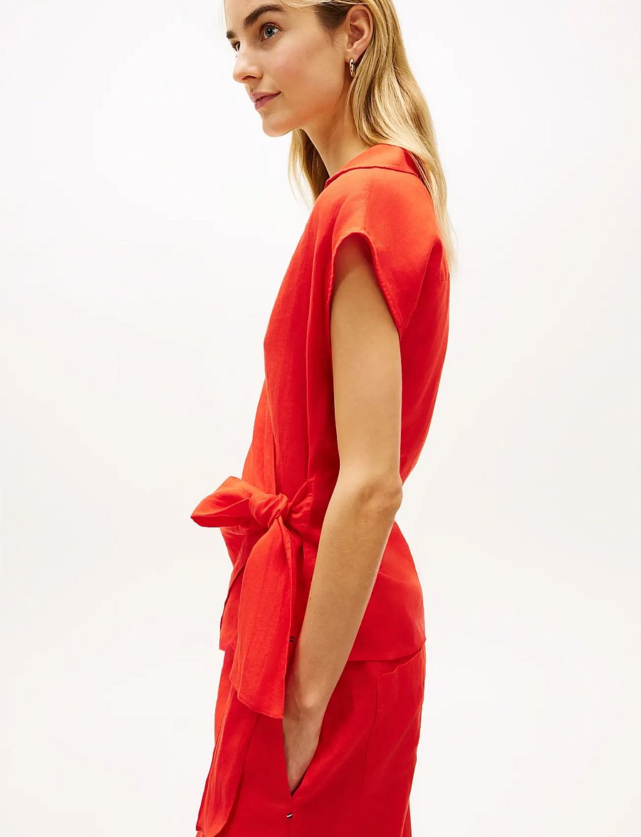 Tommy Hilfiger - LINEN KNOT NS TOP - blouses zonder mouwen - fireworks - 4