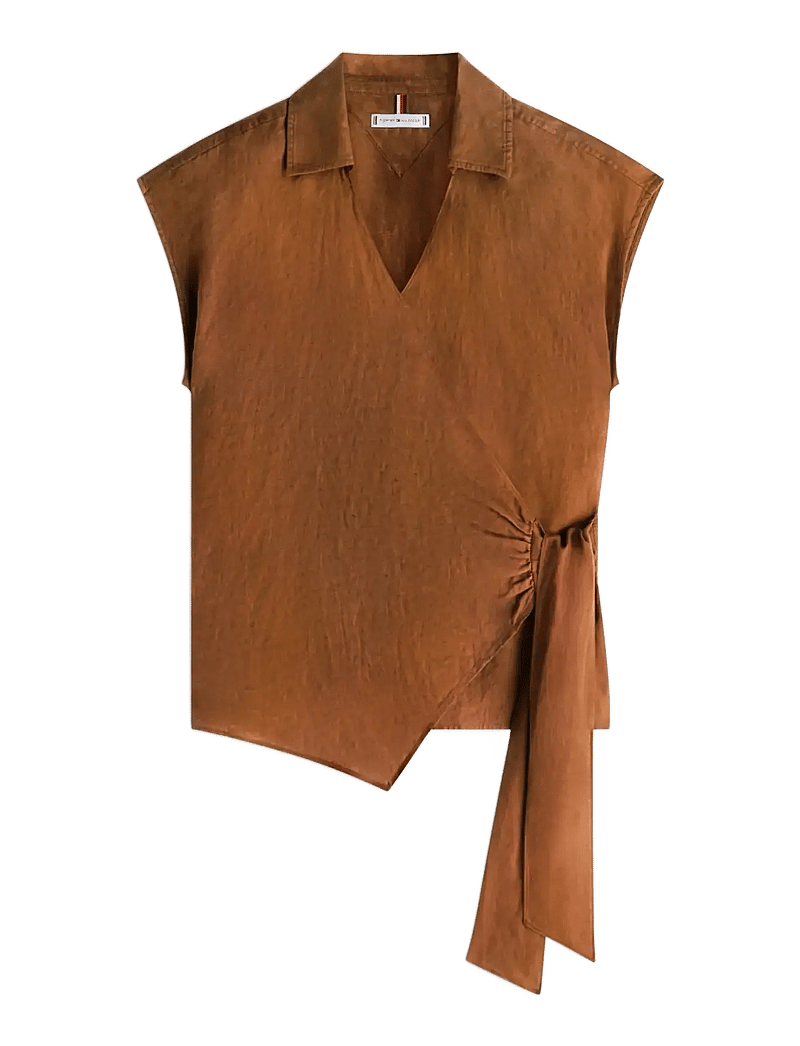 Tommy Hilfiger - LINEN KNOT NS TOP - varrukateta pluusid - legacy brown - 1