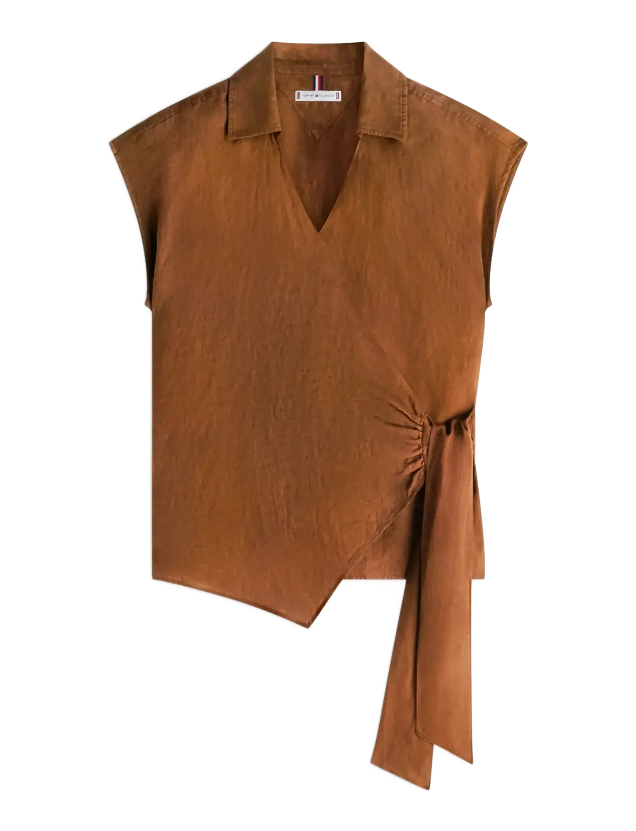 Tommy Hilfiger LINEN KNOT NS TOP - Bluser - LEGACY BROWN / brown