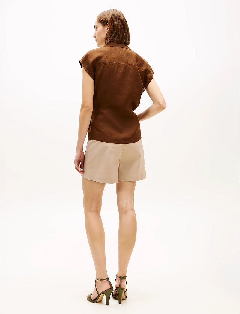 Tommy Hilfiger - LINEN KNOT NS TOP - varrukateta pluusid - legacy brown - 2