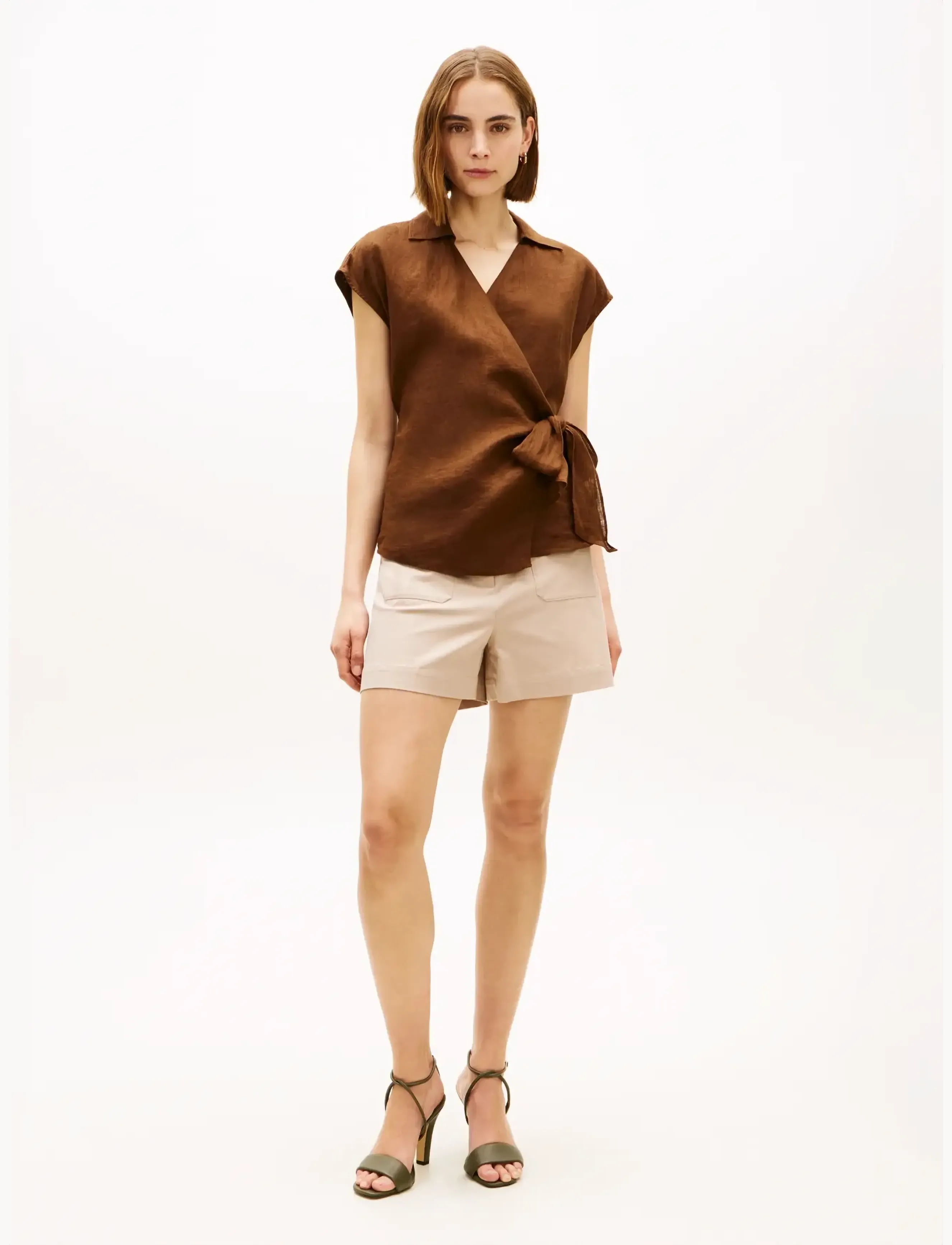 Tommy Hilfiger - LINEN KNOT NS TOP - Ärmlösa blusar - legacy brown - 3