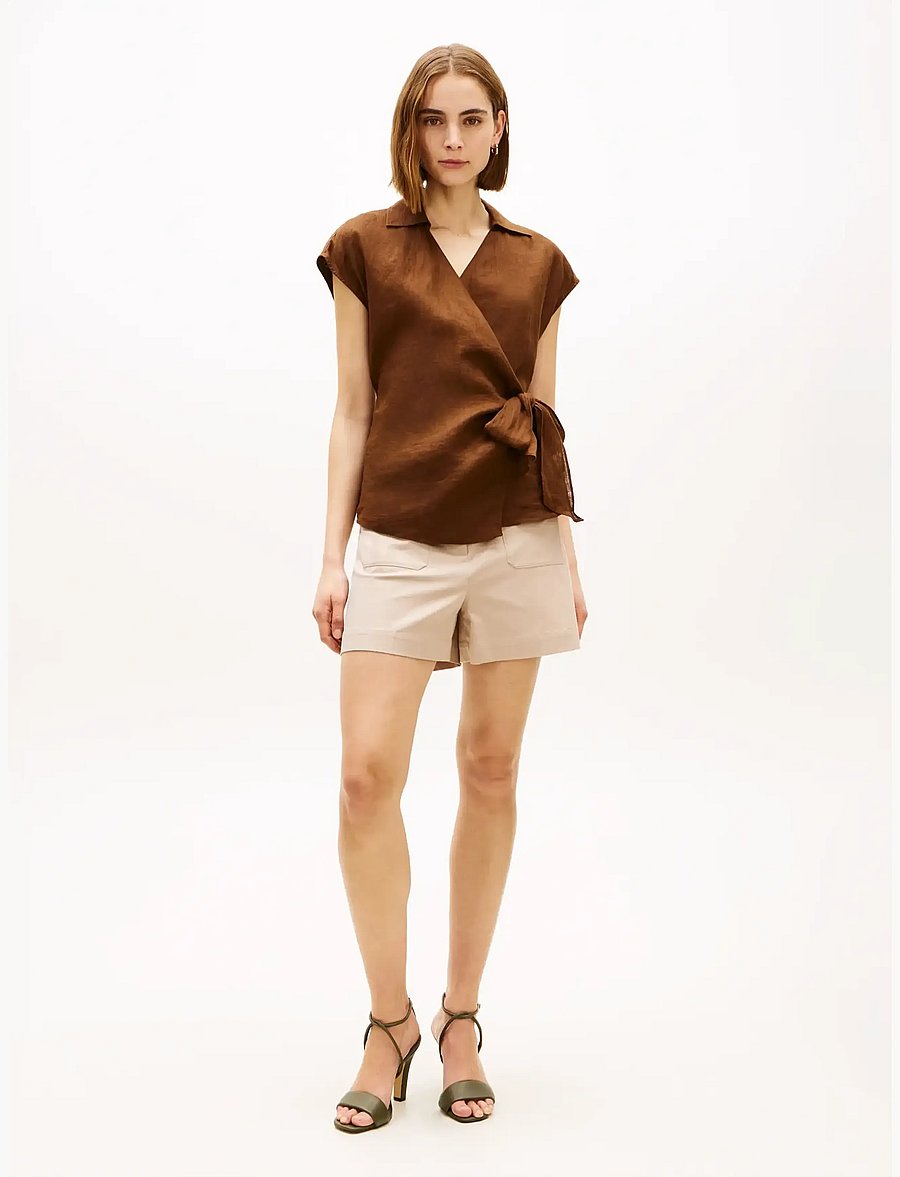 Tommy Hilfiger - LINEN KNOT NS TOP - Ärmlösa blusar - legacy brown - 3