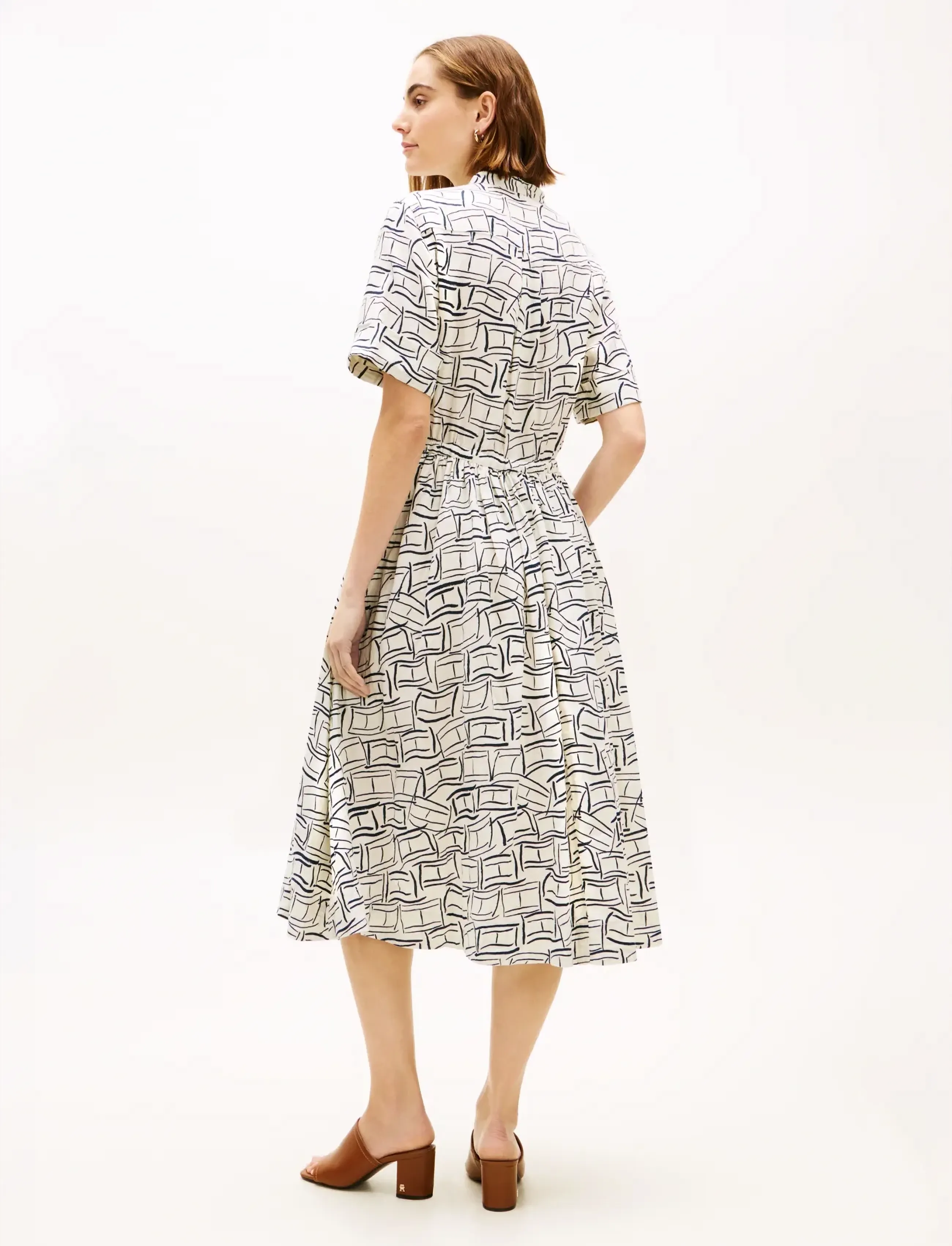 Tommy Hilfiger - ESS LINEN MIDI SS SHIRT DRESS - shirt dresses - small flag feathers calico - 4
