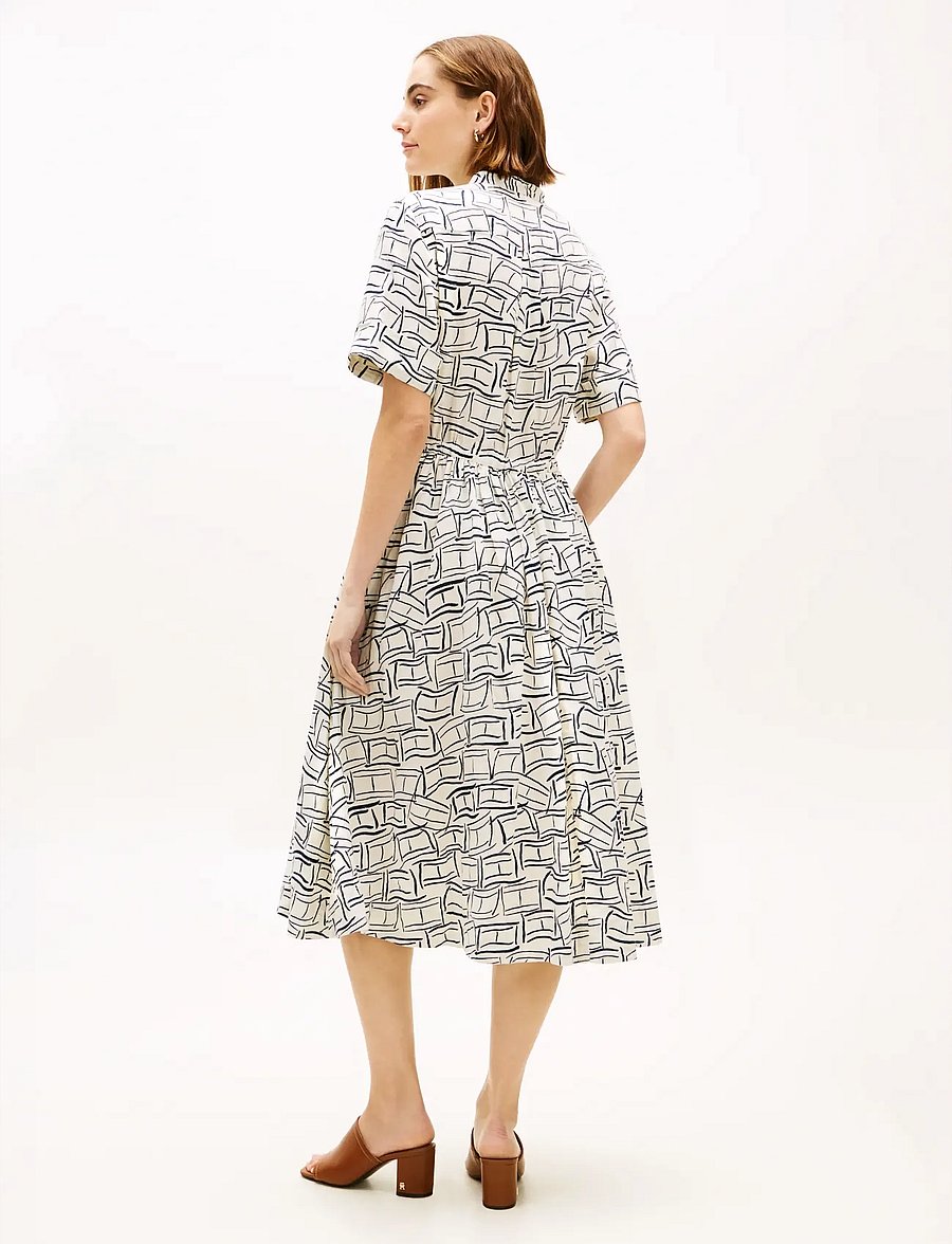 Tommy Hilfiger - ESS LINEN MIDI SS SHIRT DRESS - hemdkleider - small flag feathers calico - 4