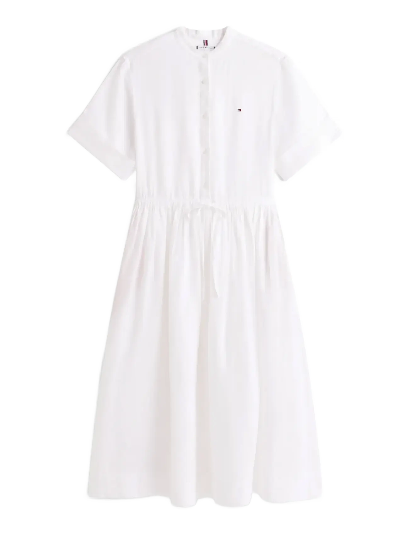 TOMMY HILFIGER Ess Linen Midi Ss Shirt Kleid Weiß - XS - Damen