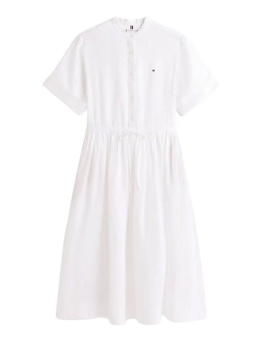 Tommy Hilfiger - ESS LINEN MIDI SS SHIRT DRESS - hemdkleider - th optic white - 1