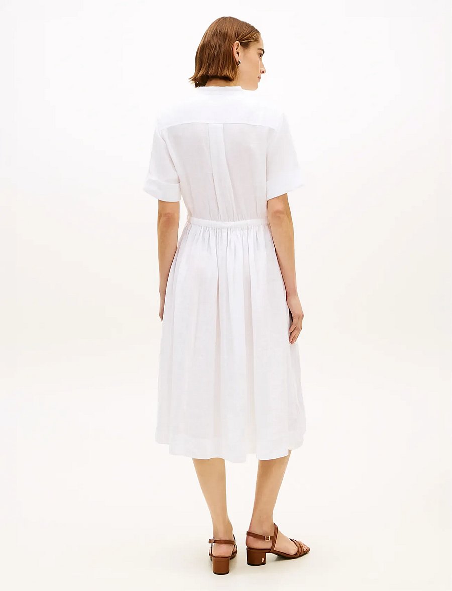 Tommy Hilfiger - ESS LINEN MIDI SS SHIRT DRESS - hemdkleider - th optic white - 2