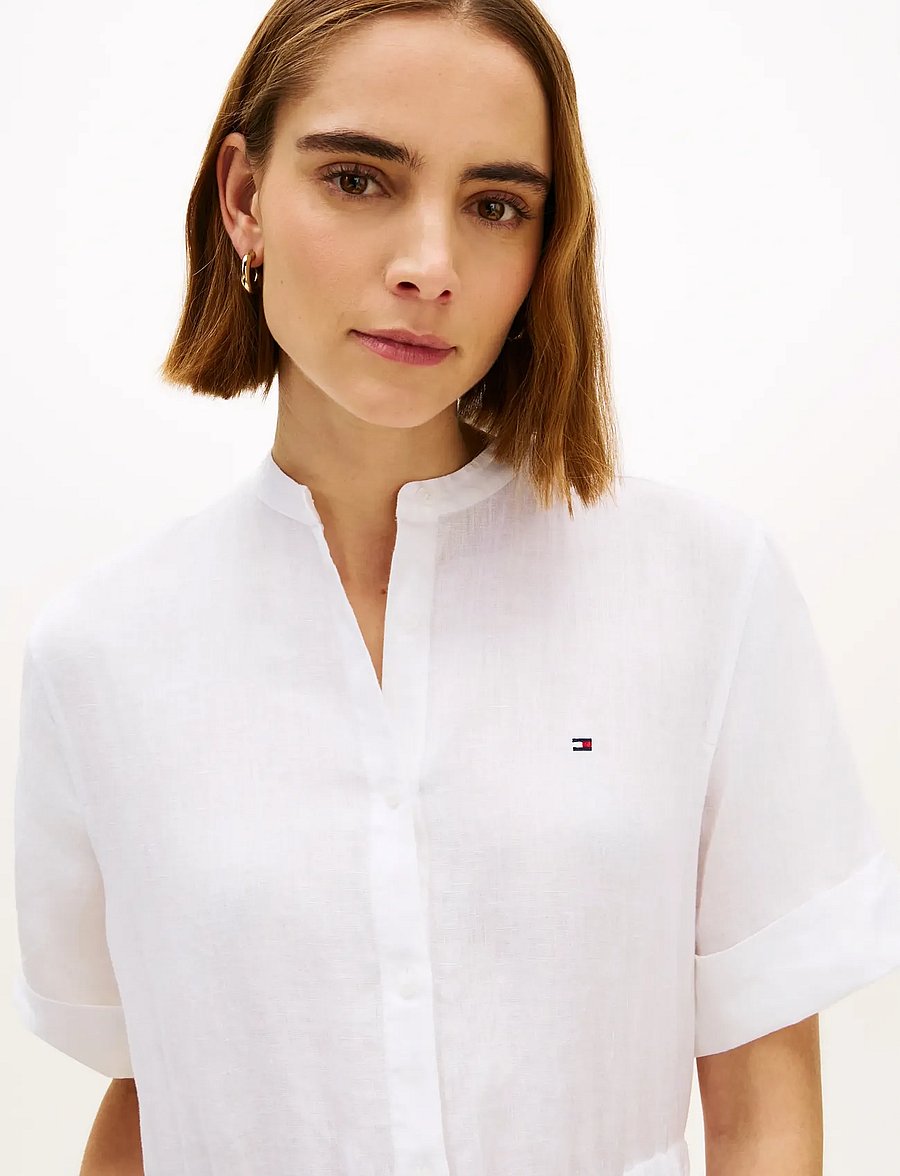 Tommy Hilfiger - ESS LINEN MIDI SS SHIRT DRESS - hemdkleider - th optic white - 4