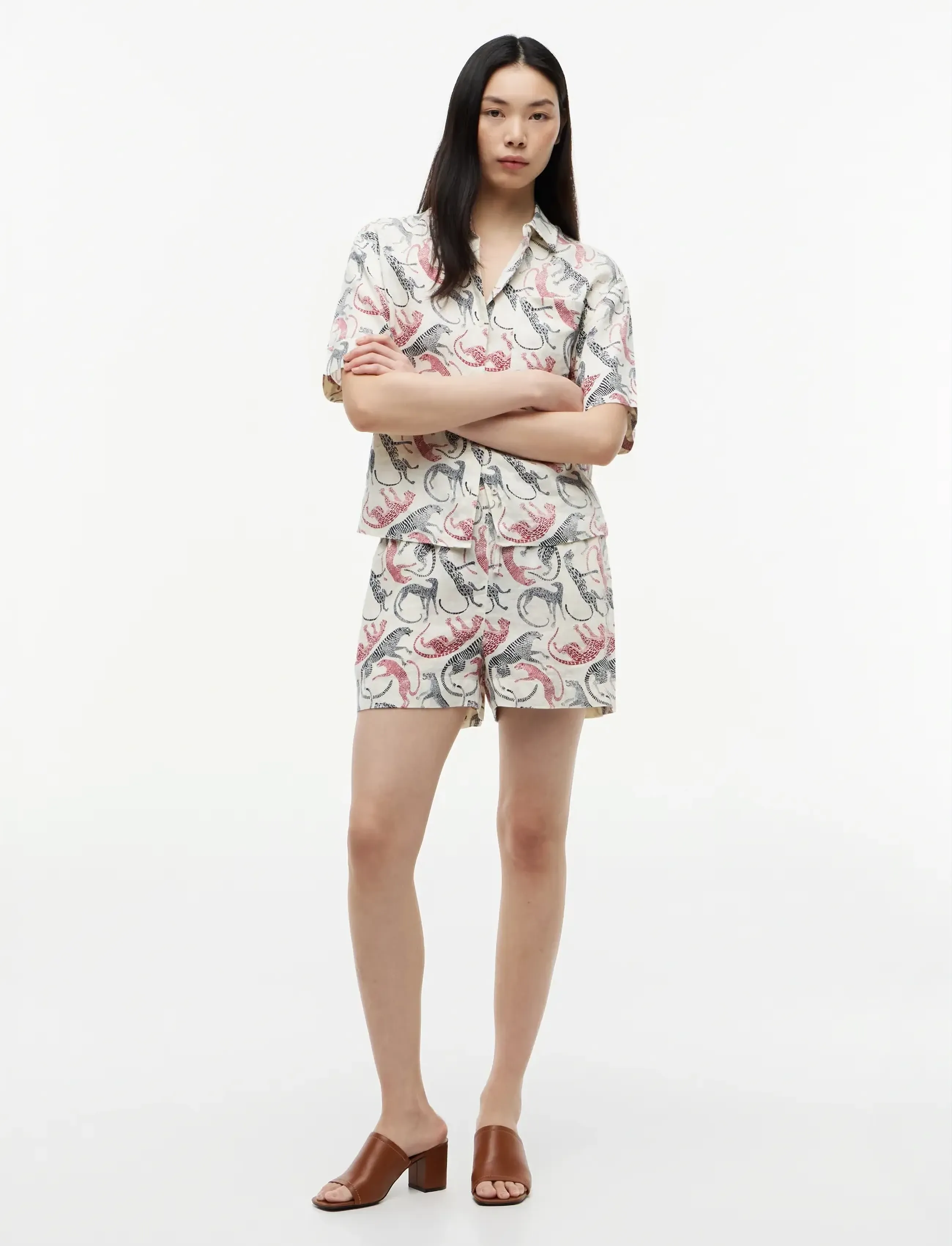 Tommy Hilfiger - ESS LINEN PULL ON SHORT - lühikesed vabaajapüksid - leopard baroque rwb - 3