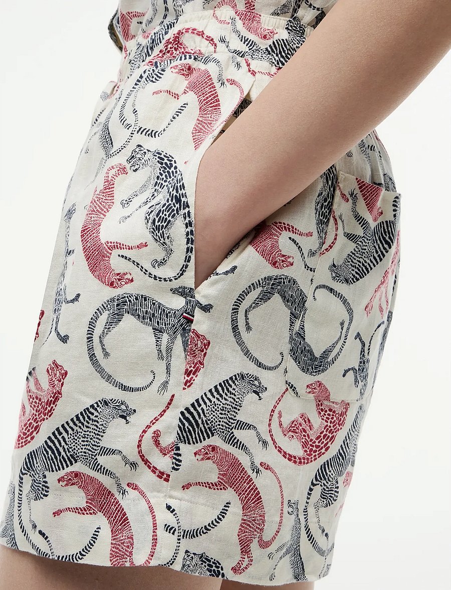 Tommy Hilfiger - ESS LINEN PULL ON SHORT - hørshorts - leopard baroque rwb - 4