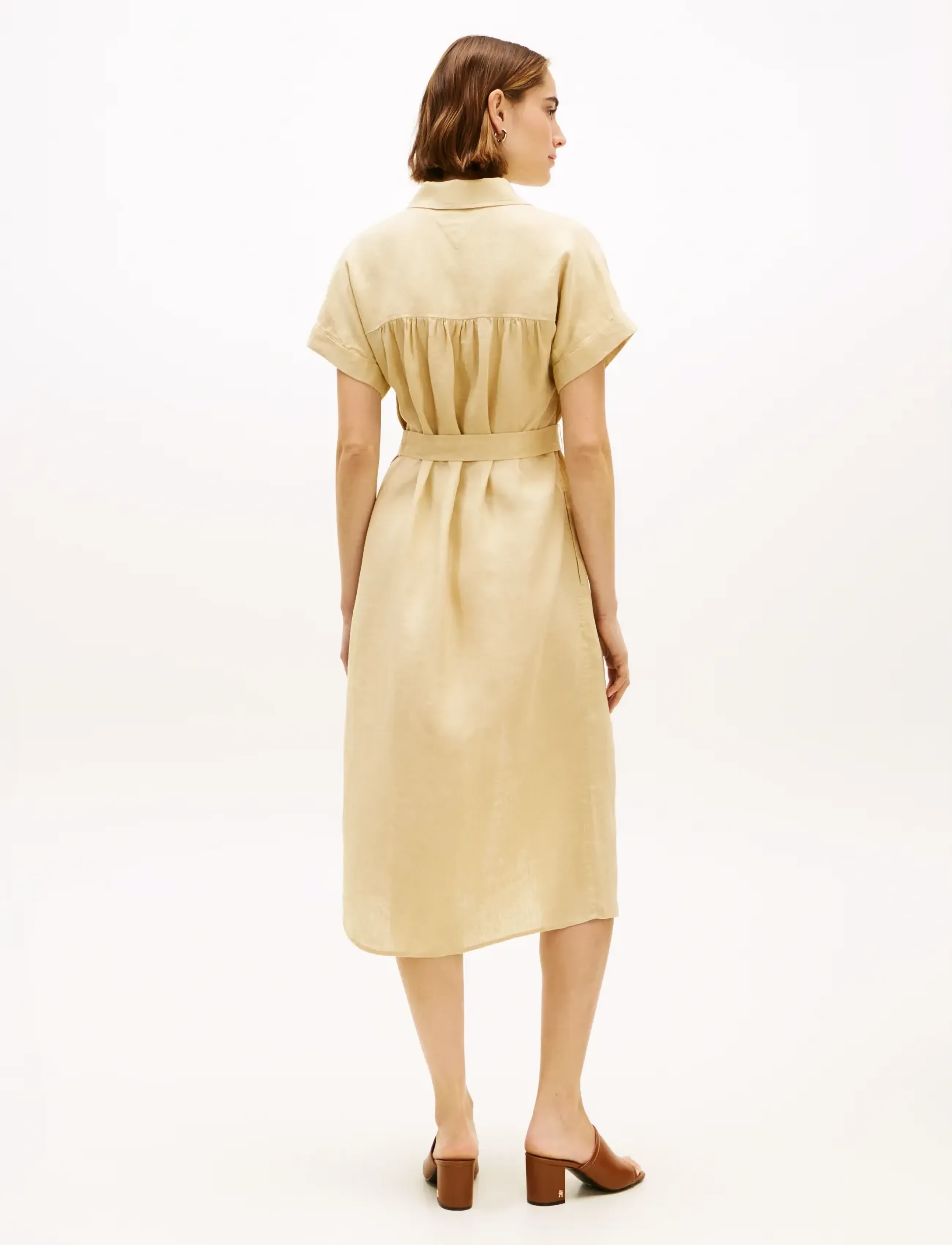 Tommy Hilfiger - LINEN BELTED KNEE SS SHIRT DRESS - hemdkleider - harvest wheat - 3