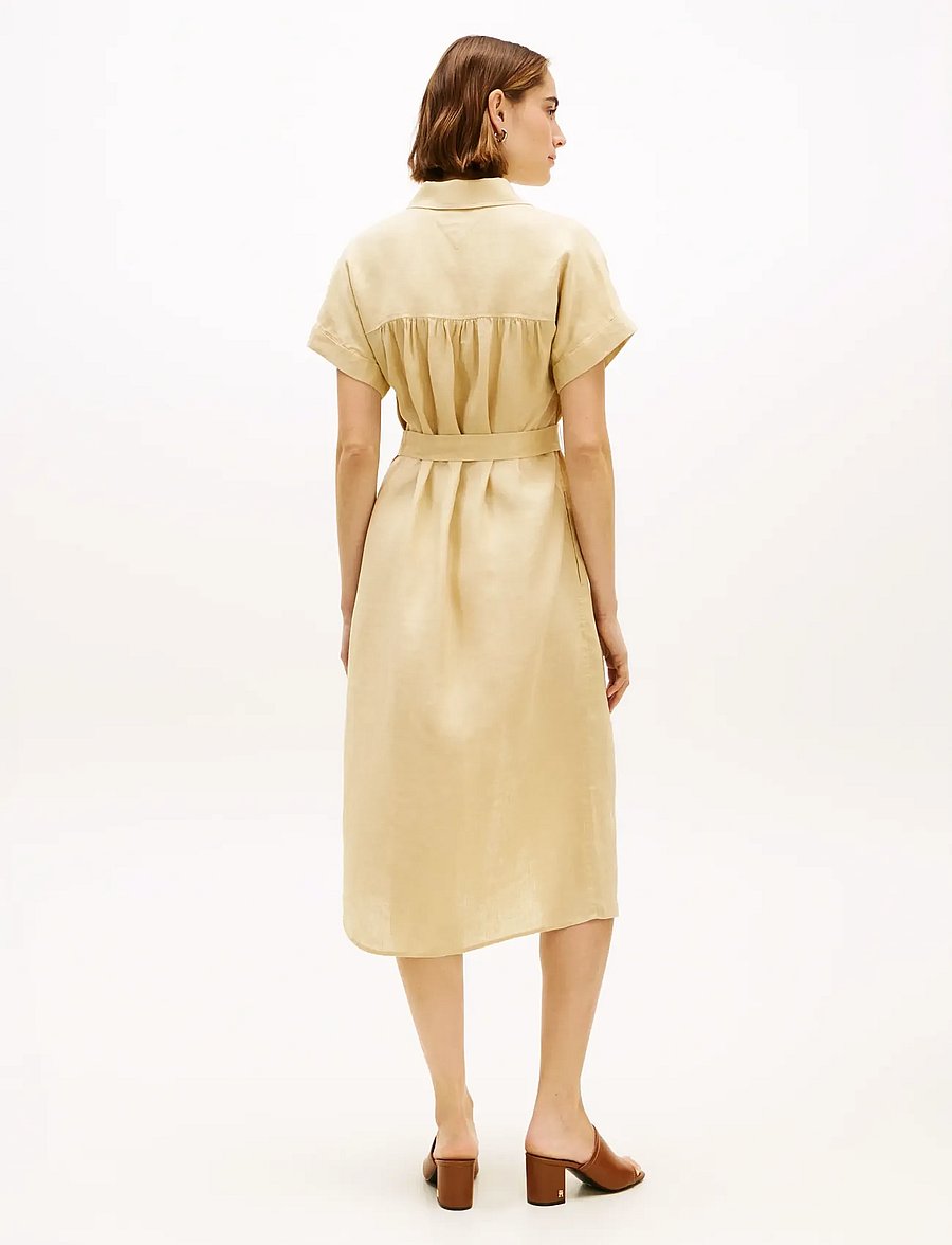 Tommy Hilfiger - LINEN BELTED KNEE SS SHIRT DRESS - hemdkleider - harvest wheat - 3