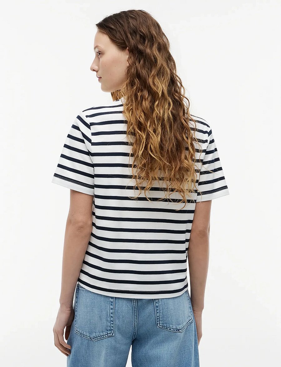 Tommy Hilfiger - INTERLOCK BOXY C-NK SS TEE - t-shirts - breton stripe ecru dark night navy - 2