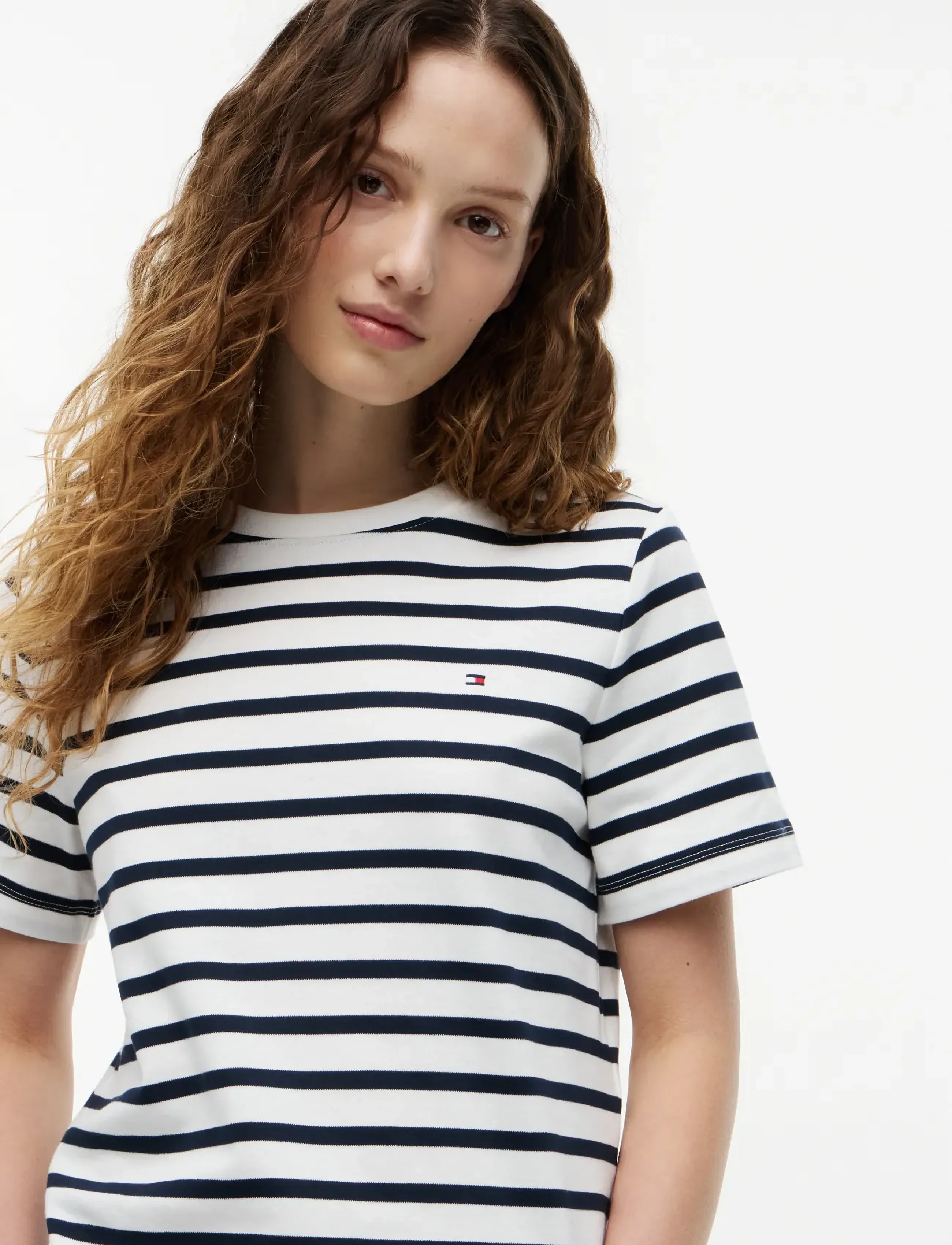 Tommy Hilfiger - INTERLOCK BOXY C-NK SS TEE - t-shirts - breton stripe ecru dark night navy - 3