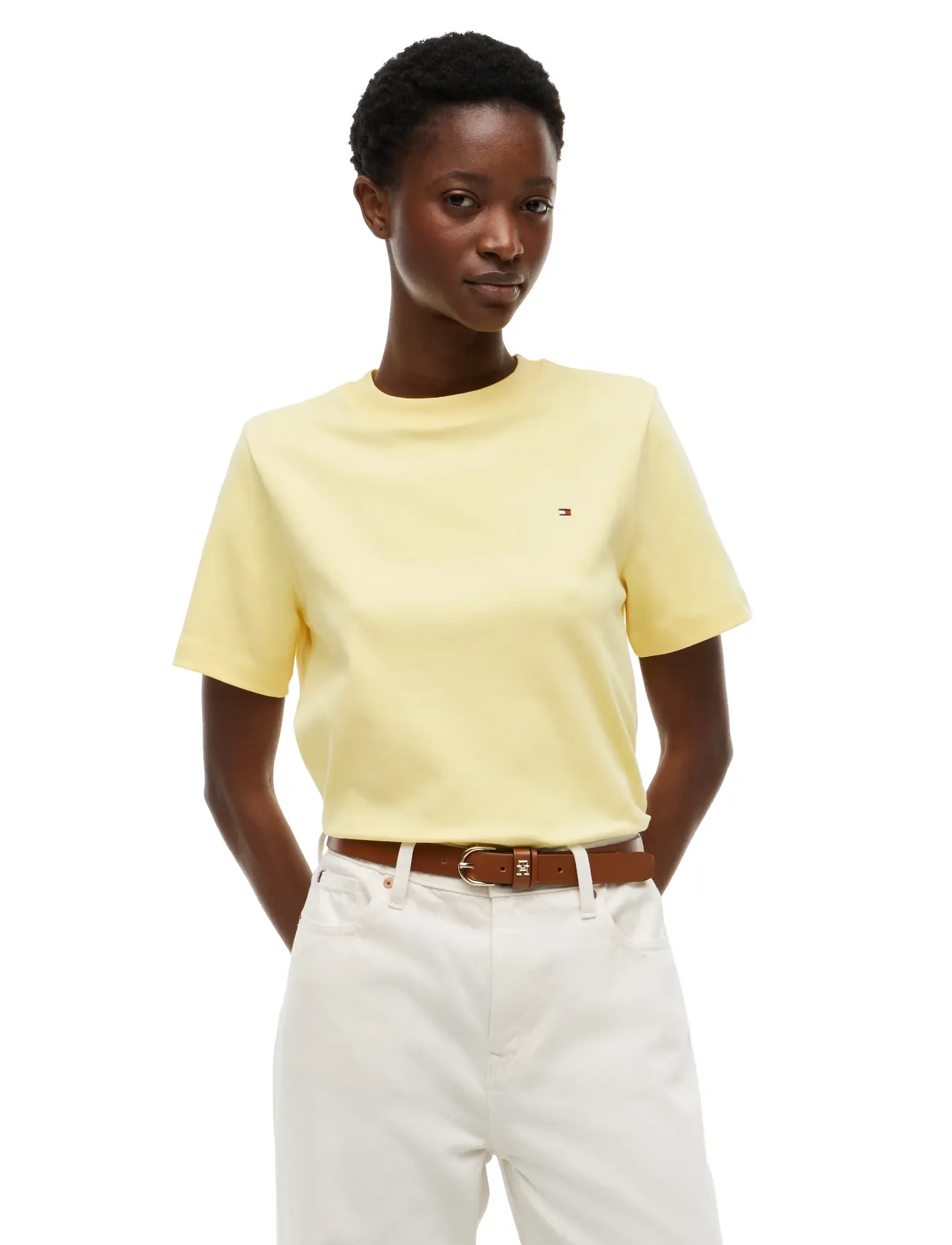 Tommy Hilfiger INTERLOCK BOXY C-NK SS TEE - Tommy Hilfiger - CITRONELLA / yellow